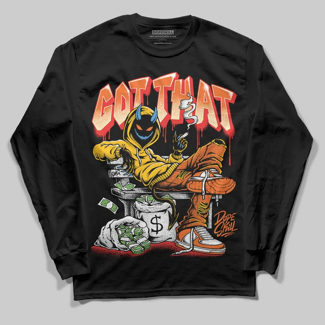 Orange Black White DopeSkill Long Sleeve T-Shirt Got That Graphic sold by DopeSkill product image thumbnail 2