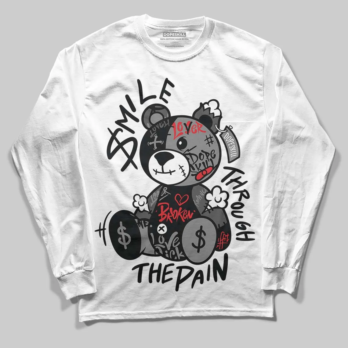 Shadow 10s DopeSkill Long Sleeve T-Shirt Smile Through The Pain Graphic sold by DopeSkill product image thumbnail 2