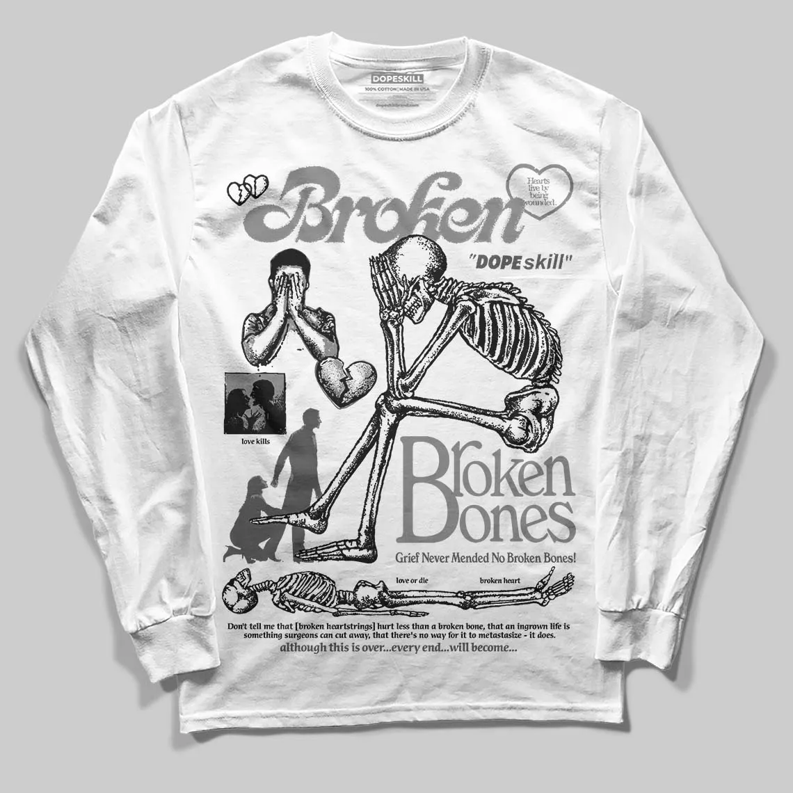 Shadow 10s DopeSkill Long Sleeve T-Shirt Broken Bones Graphic sold by DopeSkill product image thumbnail 2