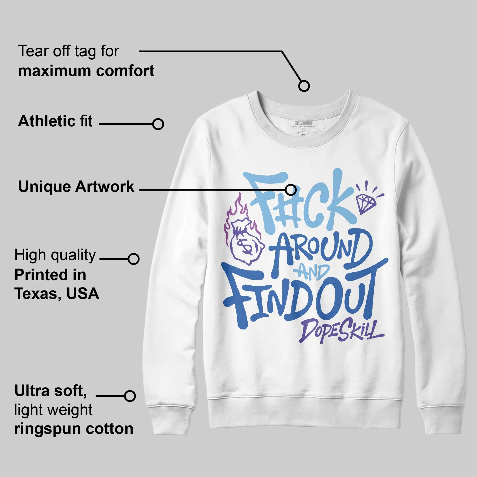 University Blue Collection DopeSkill Sweatshirt F#ck Around And Find Out Graphic sold by DopeSkill product image thumbnail 3