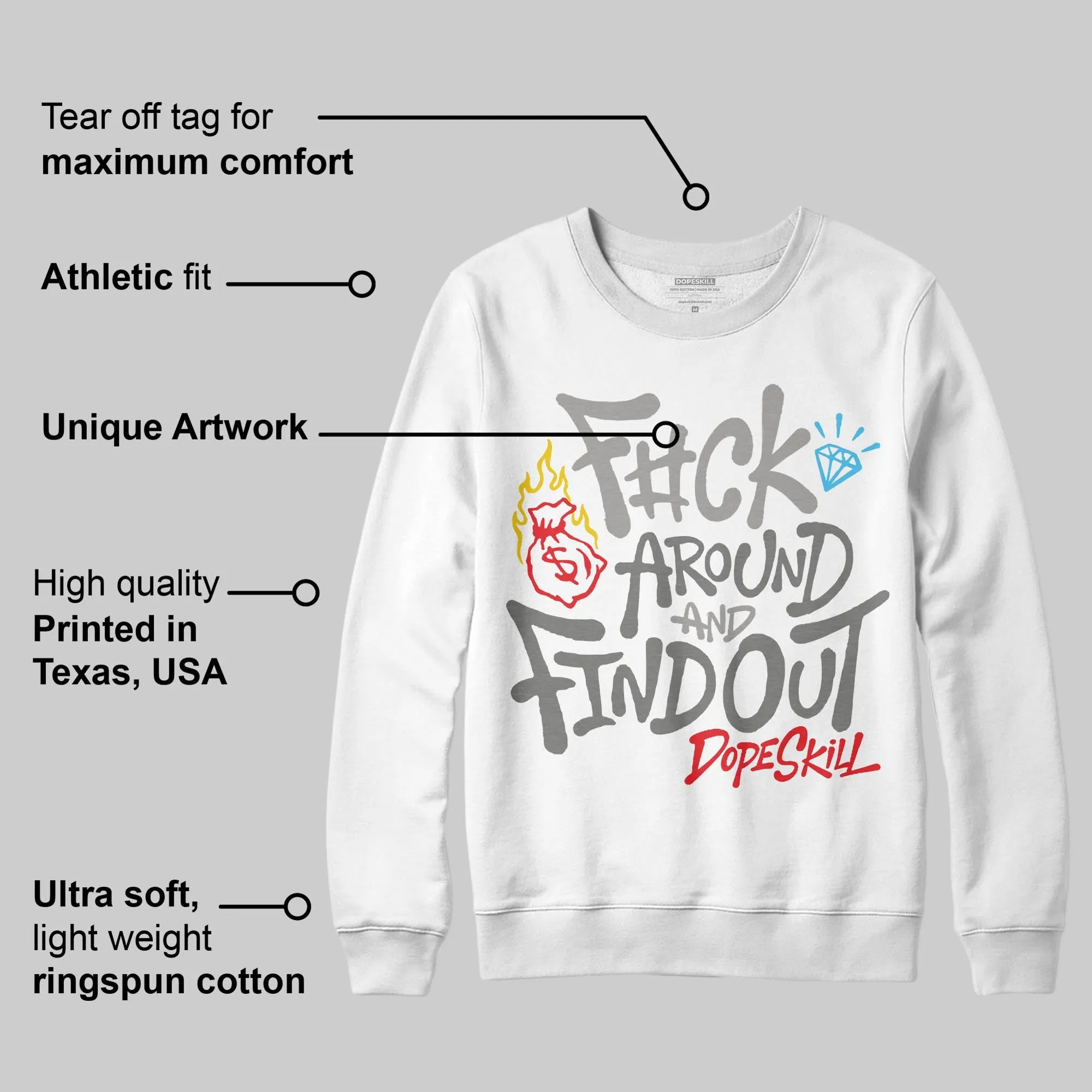 Grey Collection DopeSkill Sweatshirt F#ck Around And Find Out Graphic sold by DopeSkill product image thumbnail 3