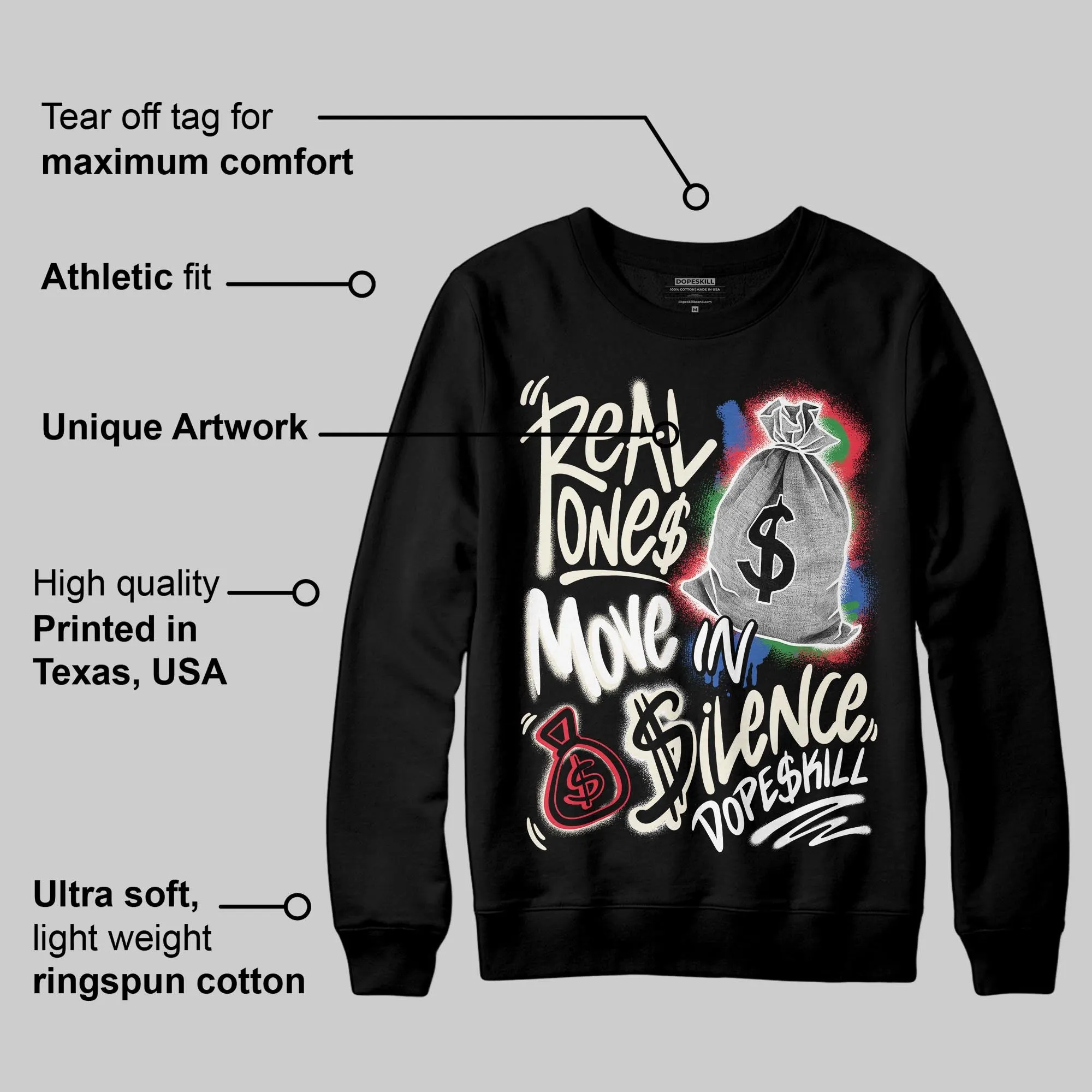 “285” Atlanta 11s DopeSkill Sweatshirt Real Ones Move In Silence Graphic sold by DopeSkill product image thumbnail 3