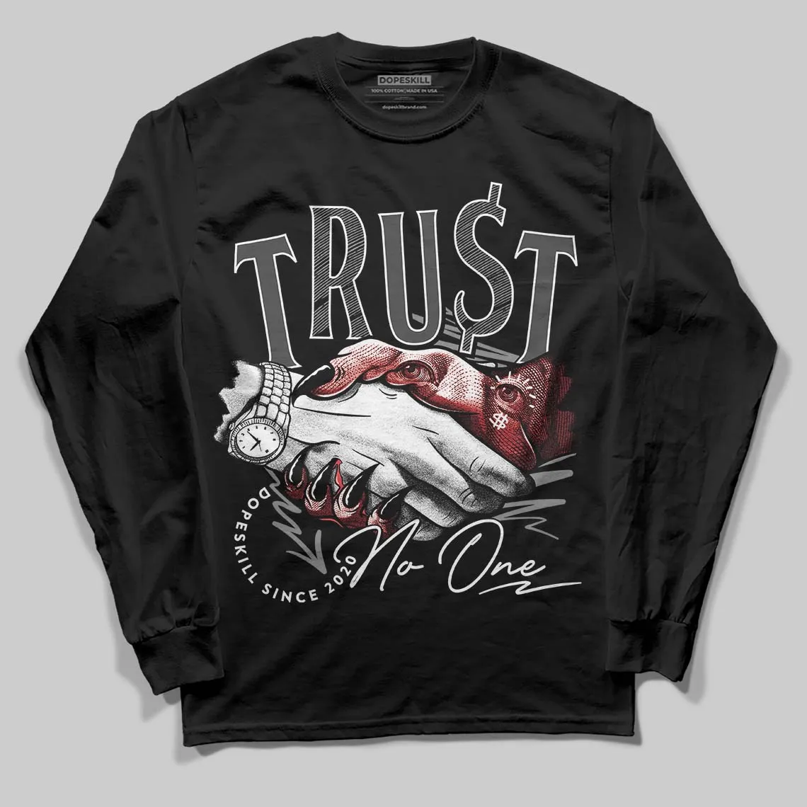 Black Cat 4s DopeSkill Long Sleeve T-Shirt Trust No One Graphic sold by DopeSkill