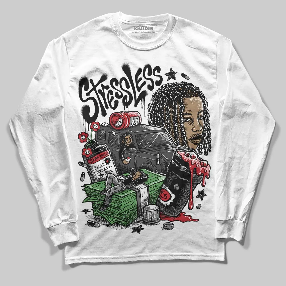 Black Cat 4s DopeSkill Long Sleeve T-Shirt Stressless Graphic sold by DopeSkill product image thumbnail 2