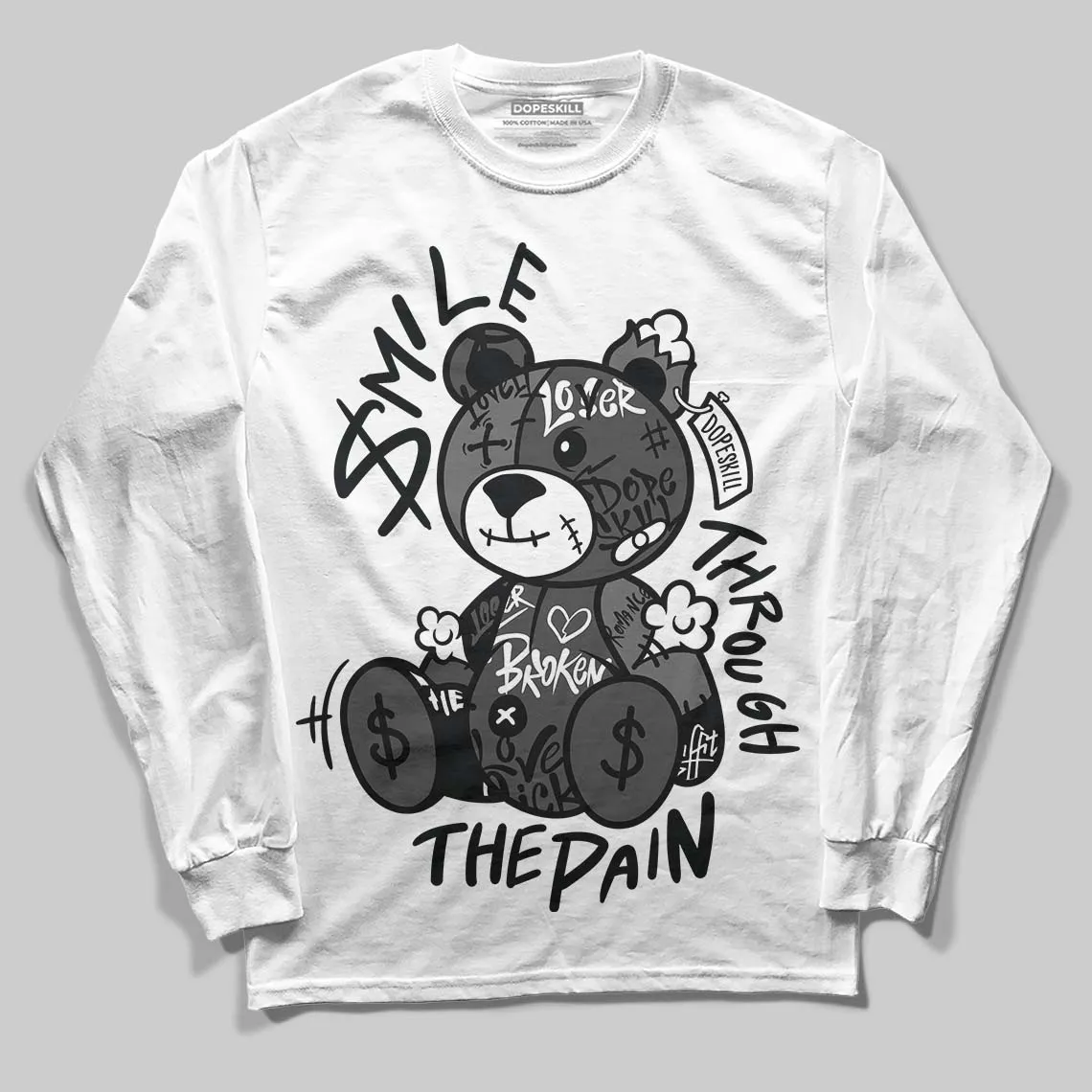 Black Cat 4s DopeSkill Long Sleeve T-Shirt Smile Through The Pain Graphic sold by DopeSkill product image thumbnail 2