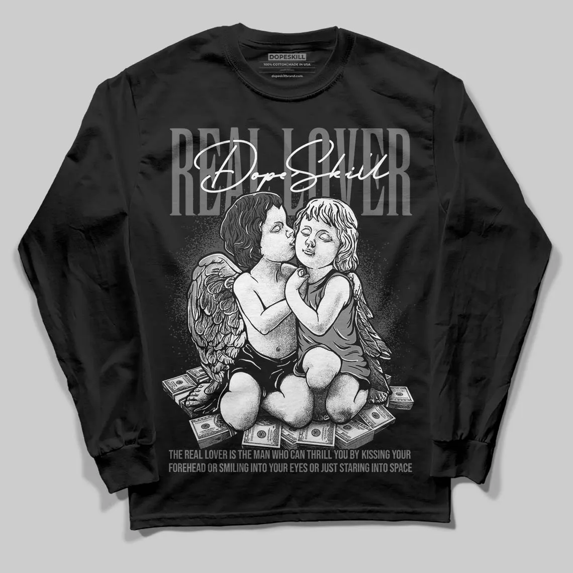 Black Cat 4s DopeSkill Long Sleeve T-Shirt Real Lover Graphic sold by DopeSkill