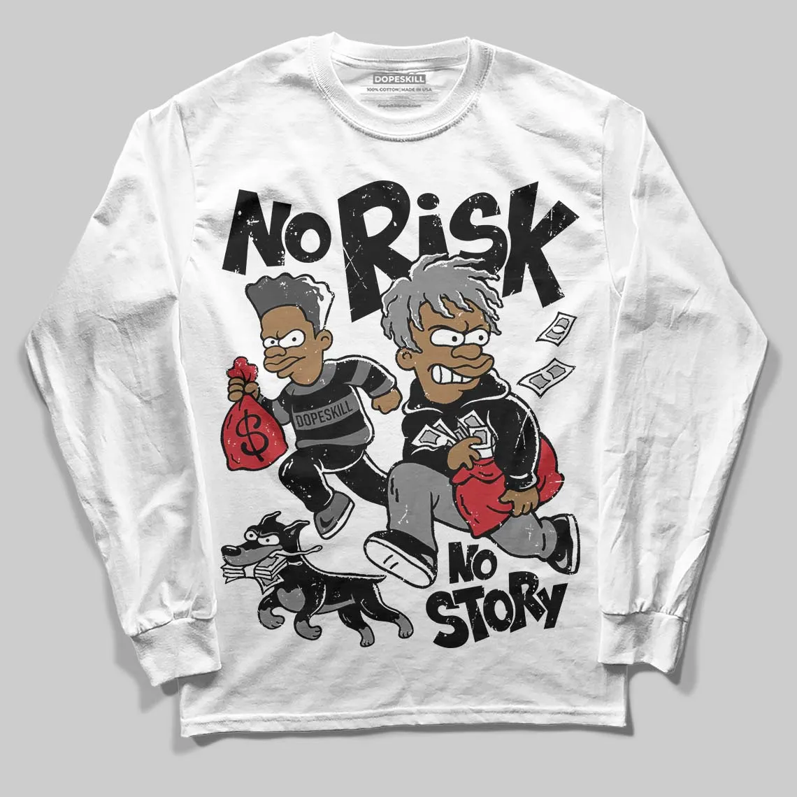 Black Cat 4s DopeSkill Long Sleeve T-Shirt No Risk No Story Graphic sold by DopeSkill product image thumbnail 2
