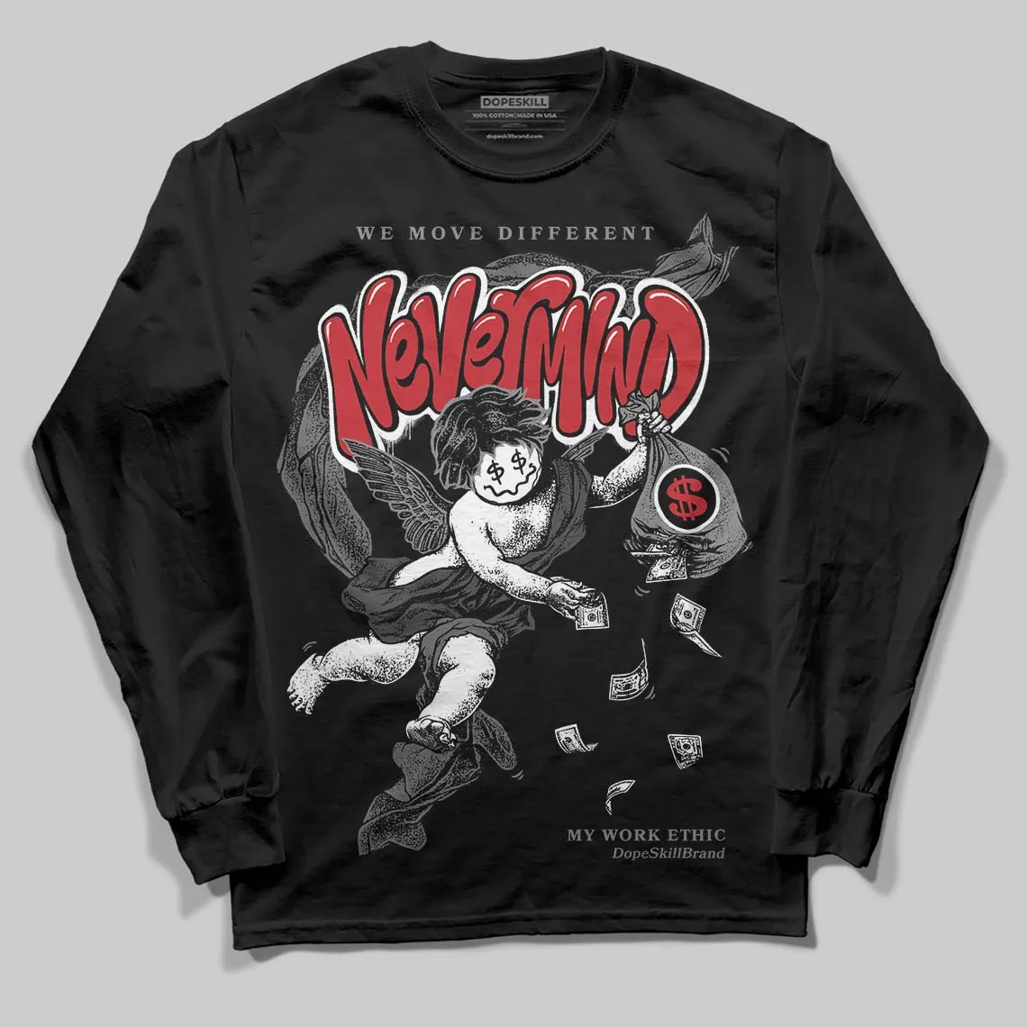 Black Cat 4s DopeSkill Long Sleeve T-Shirt Nevermind Graphic sold by DopeSkill