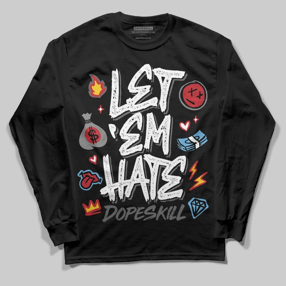 Black Cat 4s DopeSkill Long Sleeve T-Shirt Let 'em Hate Graphic sold by DopeSkill
