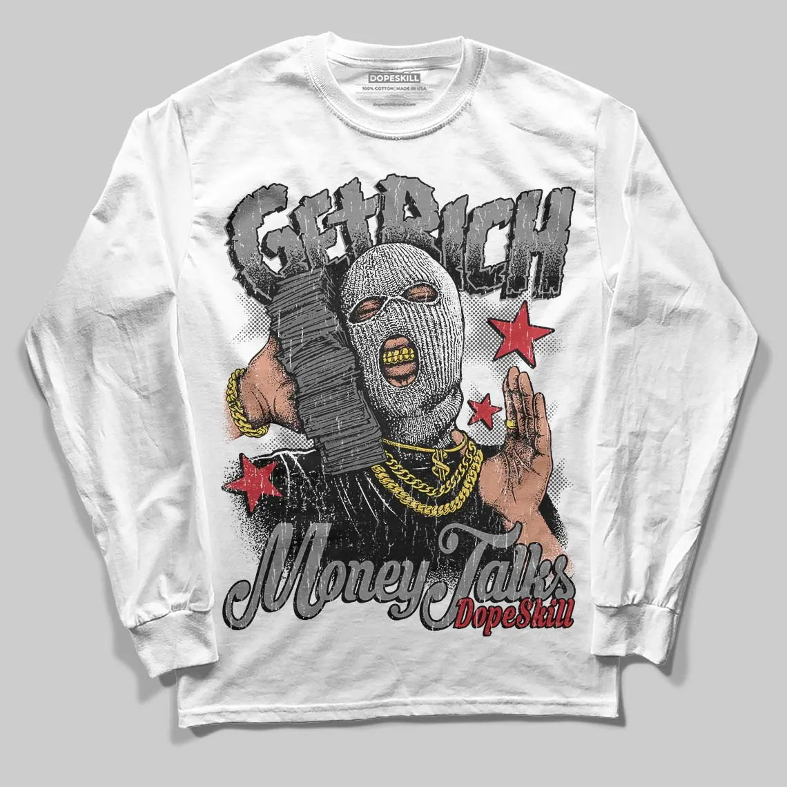 Black Cat 4s DopeSkill Long Sleeve T-Shirt Get Rich Graphic sold by DopeSkill product image thumbnail 2