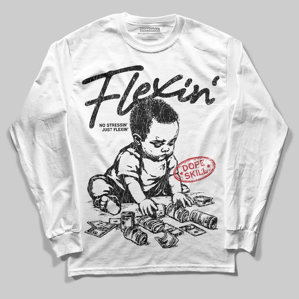 Black Cat 4s DopeSkill Long Sleeve T-Shirt Flexin' Graphic sold by DopeSkill product image thumbnail 2