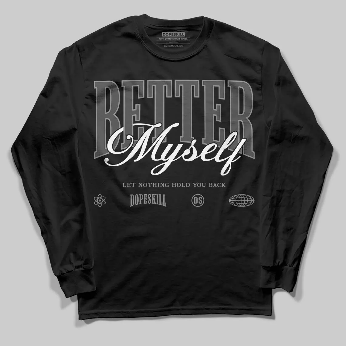 Black Cat 4s DopeSkill Long Sleeve T-Shirt Better Myself Graphic sold by DopeSkill