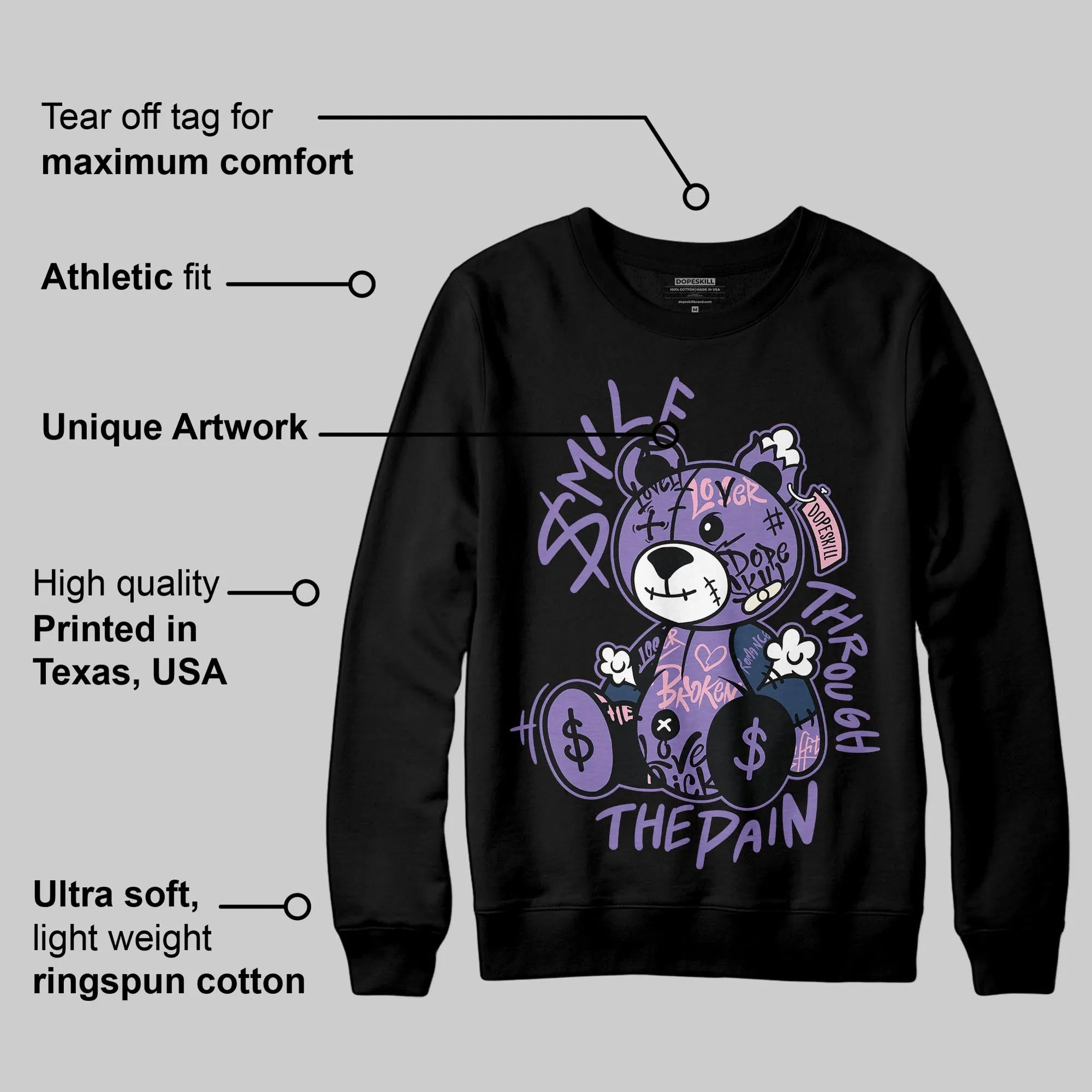 Mojave 11s DopeSkill Sweatshirt Smile Through The Pain Graphic sold by DopeSkill product image thumbnail 3