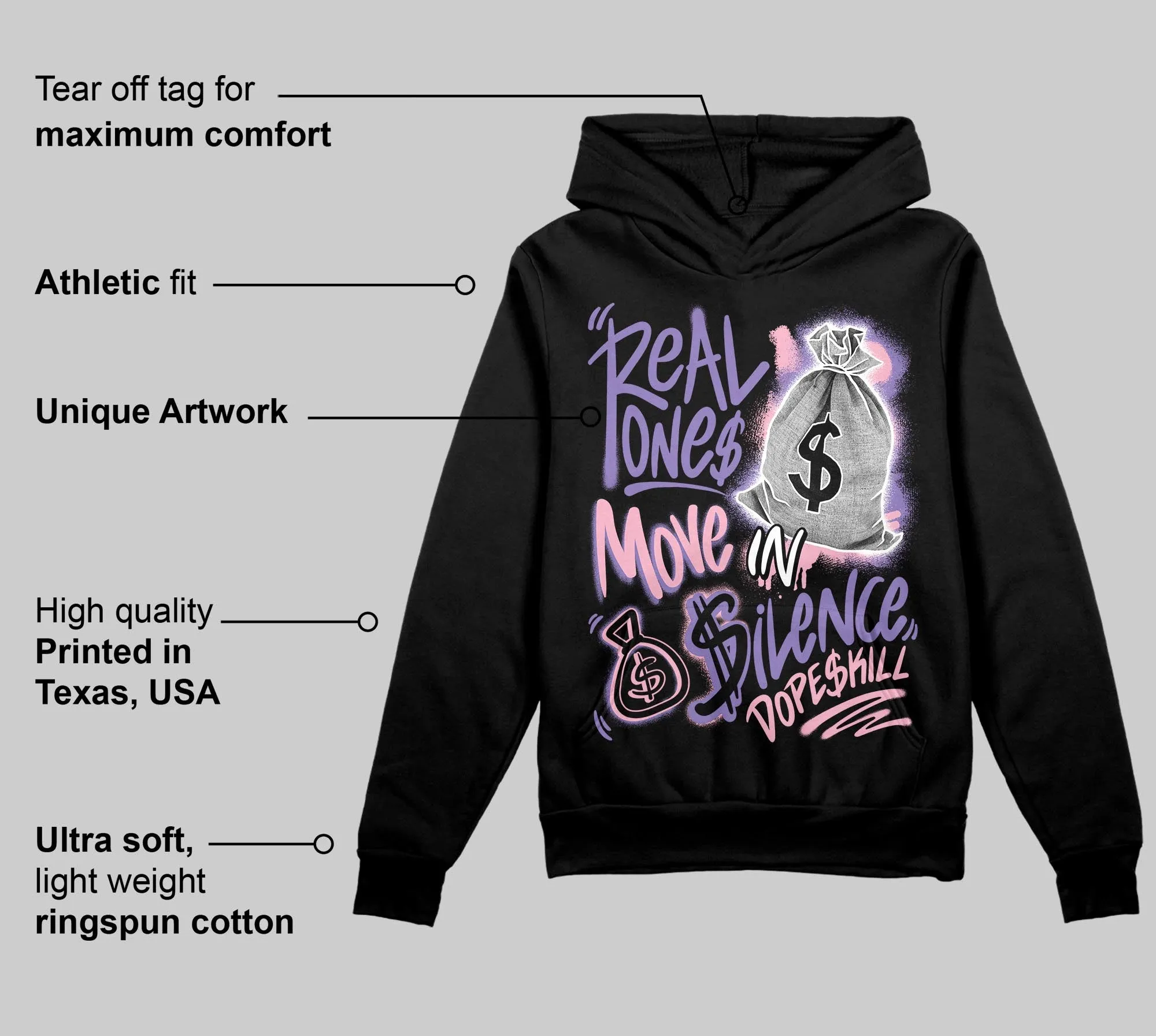 Mojave 11s DopeSkill Hoodie Sweatshirt Real Ones Move In Silence Graphic sold by DopeSkill product image thumbnail 3