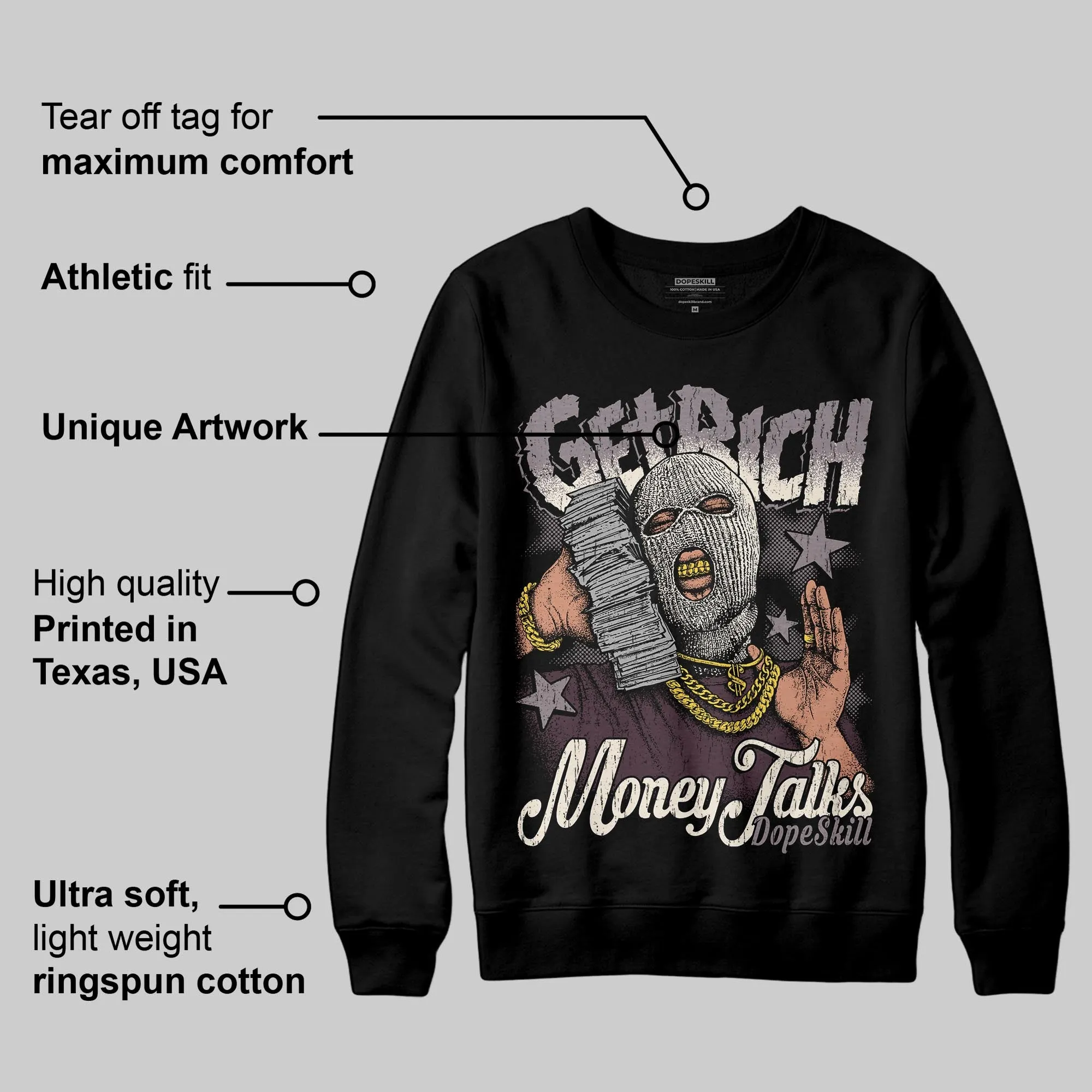 A Ma Maniére x Smokey Mauve 6s DopeSkill Sweatshirt Get Rich Graphic sold by DopeSkill product image thumbnail 3