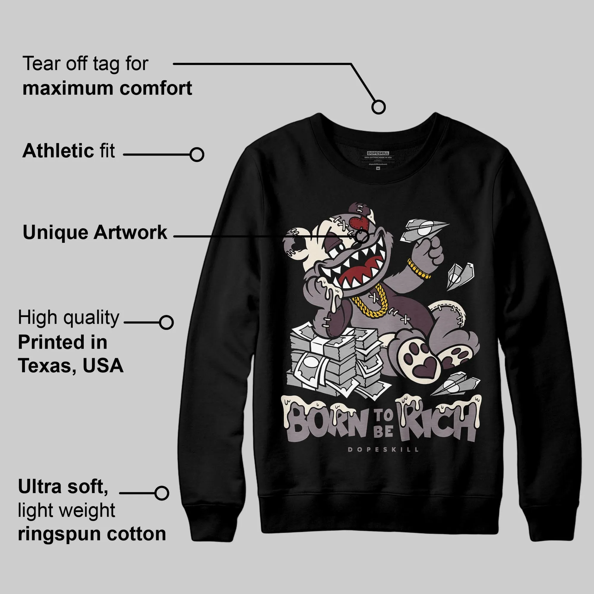 A Ma Maniére x Smokey Mauve 6s DopeSkill Sweatshirt Born To Be Rich Graphic sold by DopeSkill product image thumbnail 3