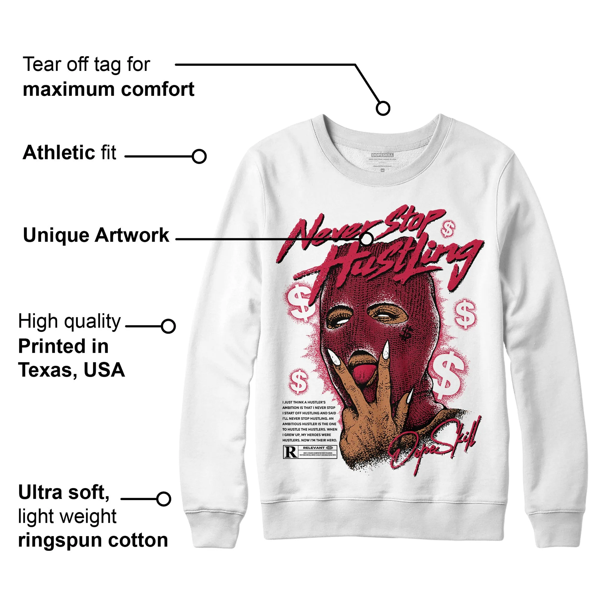 85 Metallic Burgundy 1s DopeSkill Sweatshirt Never Stop Hustling Graphic sold by DopeSkill product image thumbnail 3