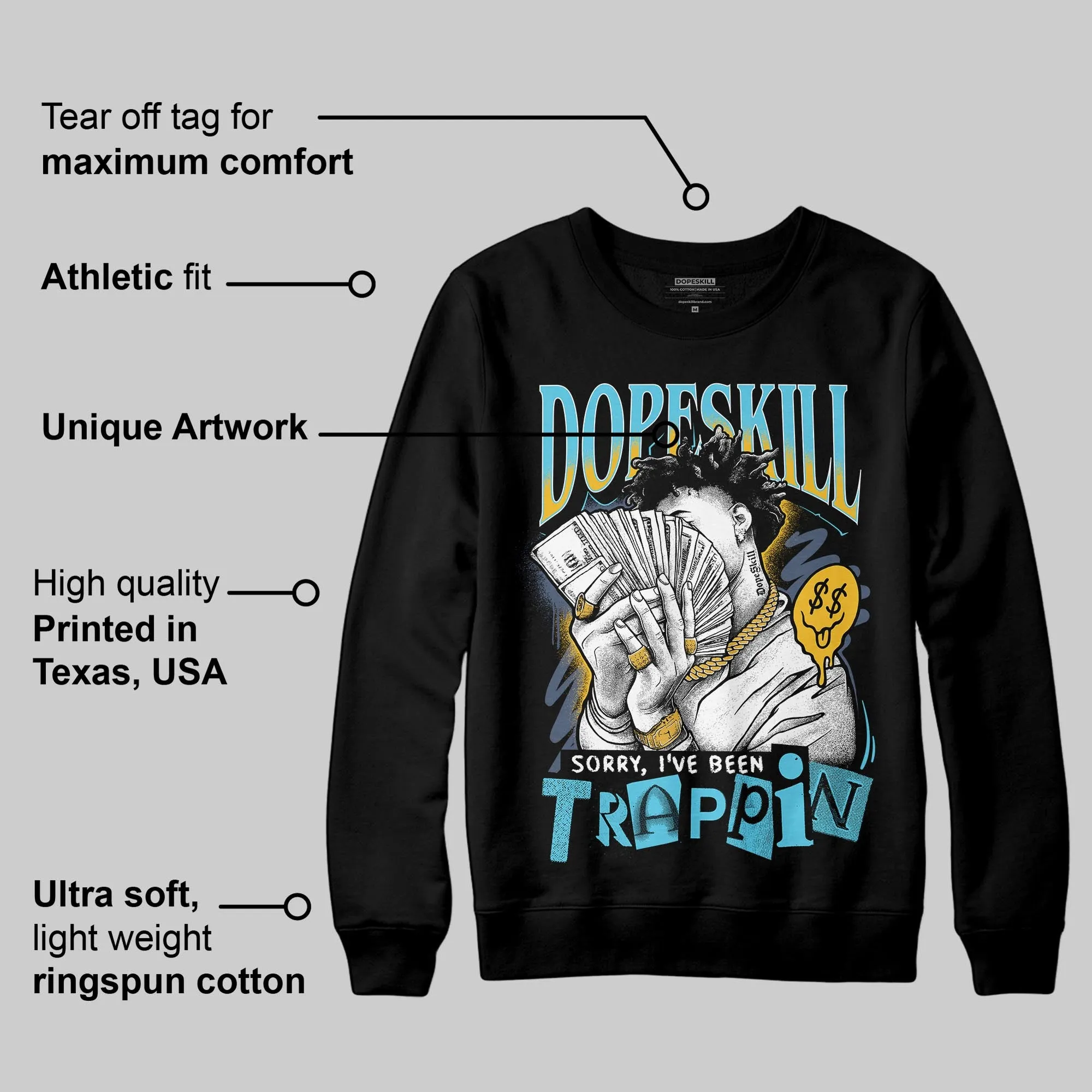 Gamma 11s DopeSkill Sweatshirt Sorry I've Been Trappin Graphic sold by DopeSkill product image thumbnail 3