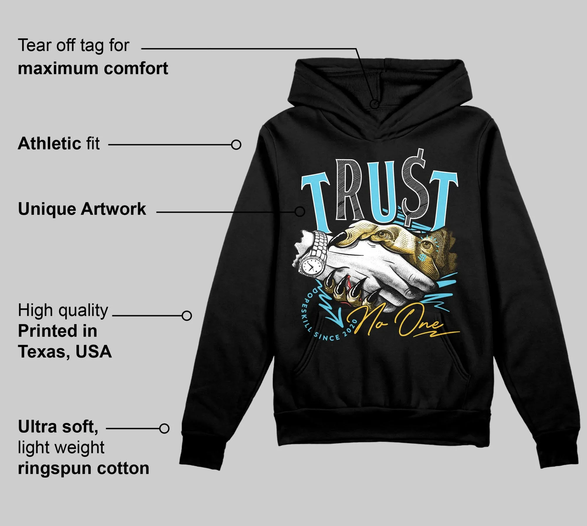 Gamma 11s DopeSkill Hoodie Sweatshirt Trust No One Graphic sold by DopeSkill product image thumbnail 3