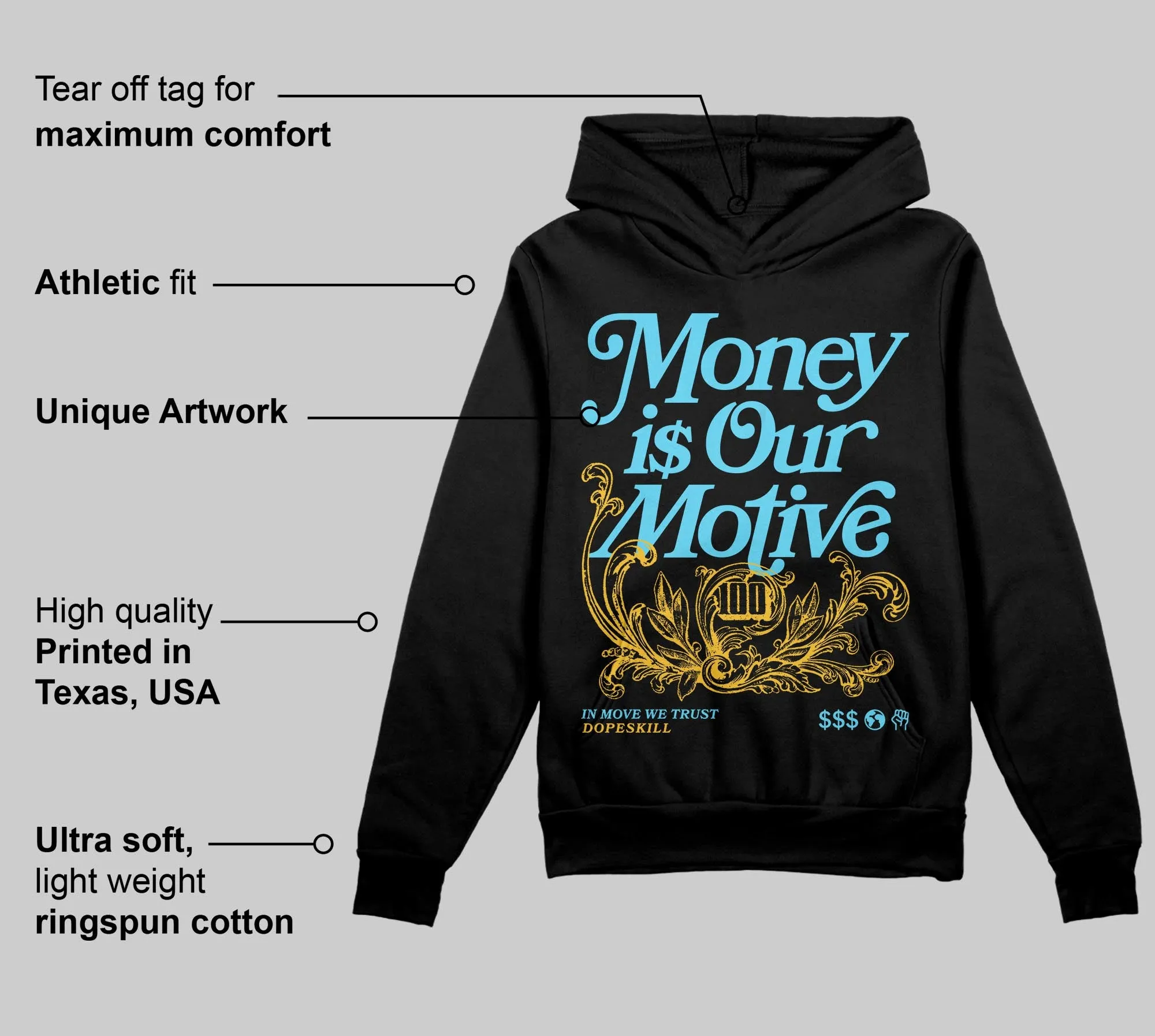 Gamma 11s DopeSkill Hoodie Sweatshirt Money Is Our Motive Typo Graphic sold by DopeSkill product image thumbnail 3
