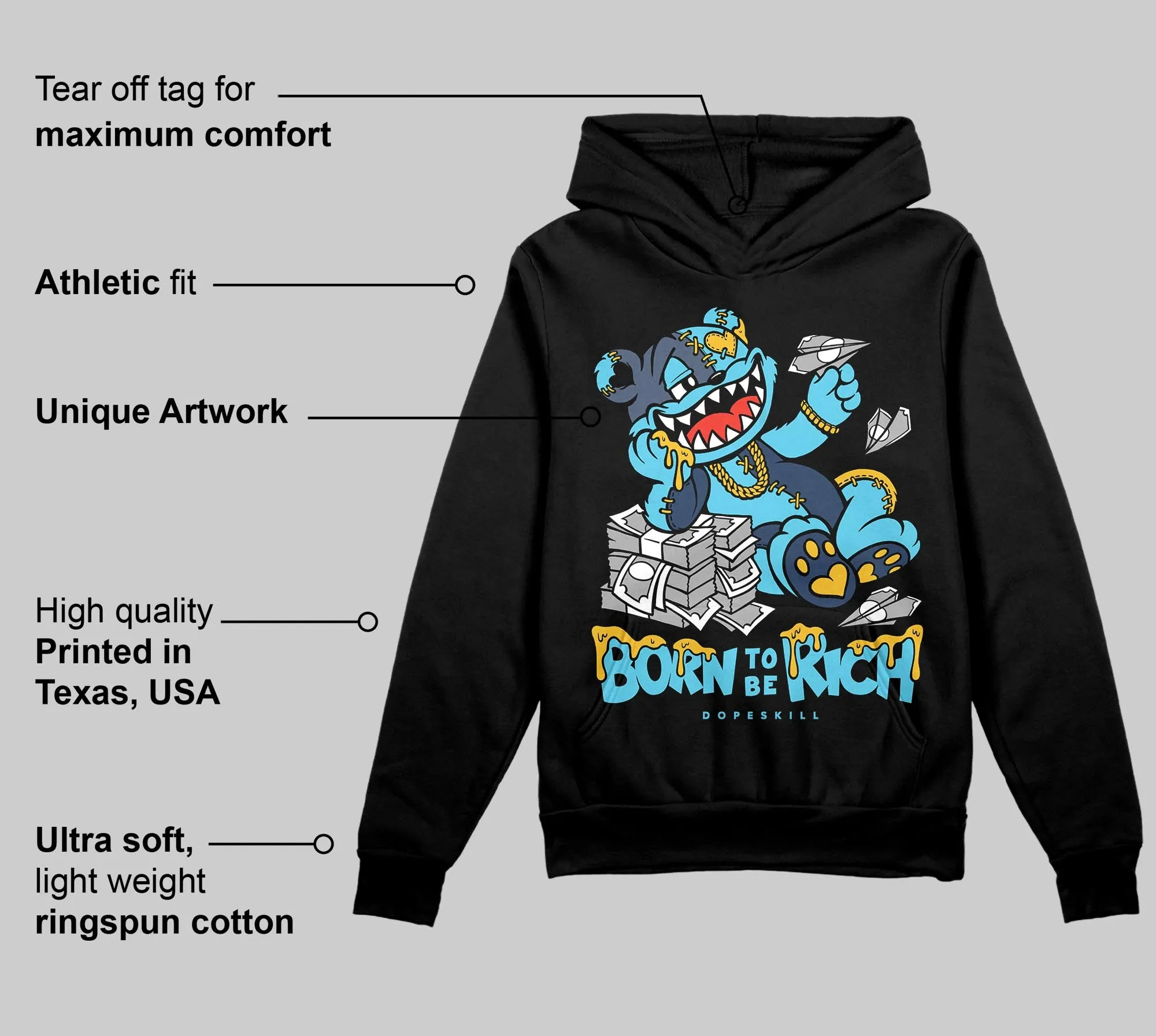Gamma 11s DopeSkill Hoodie Sweatshirt Born To Be Rich Graphic sold by DopeSkill product image thumbnail 3