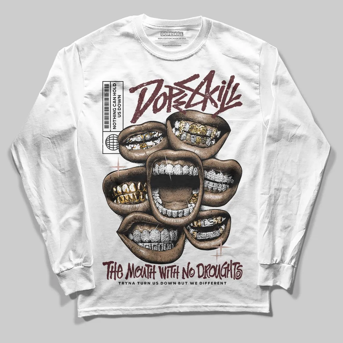 China 11s DopeSkill Long Sleeve T-Shirt The Mouth With No Droughts Graphic sold by DopeSkill