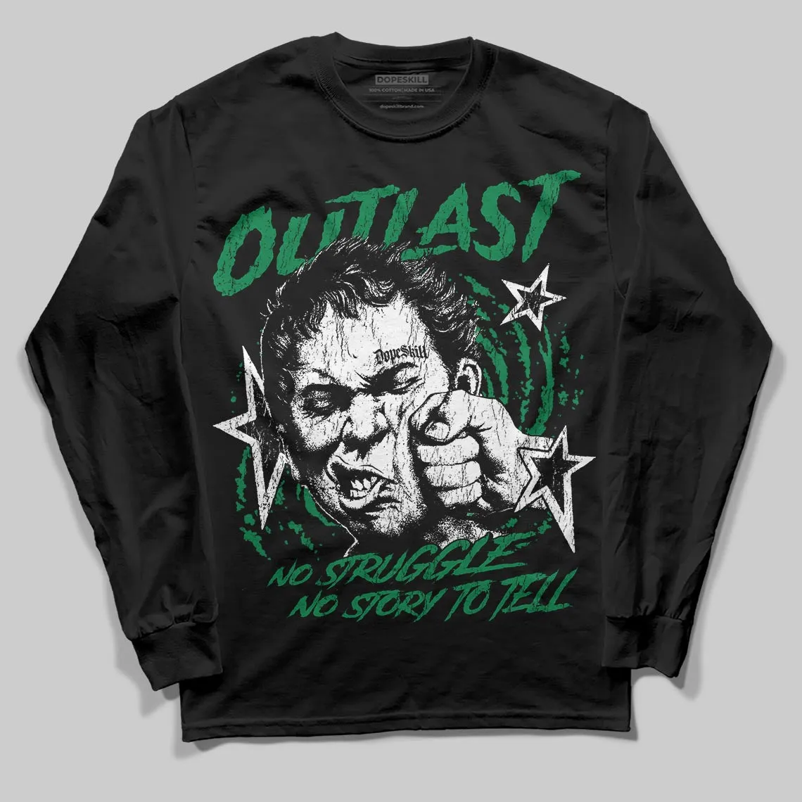 Green 'Outlast' DopeSkill Graphic Long Sleeve T-Shirt sold by DopeSkill product image thumbnail 2