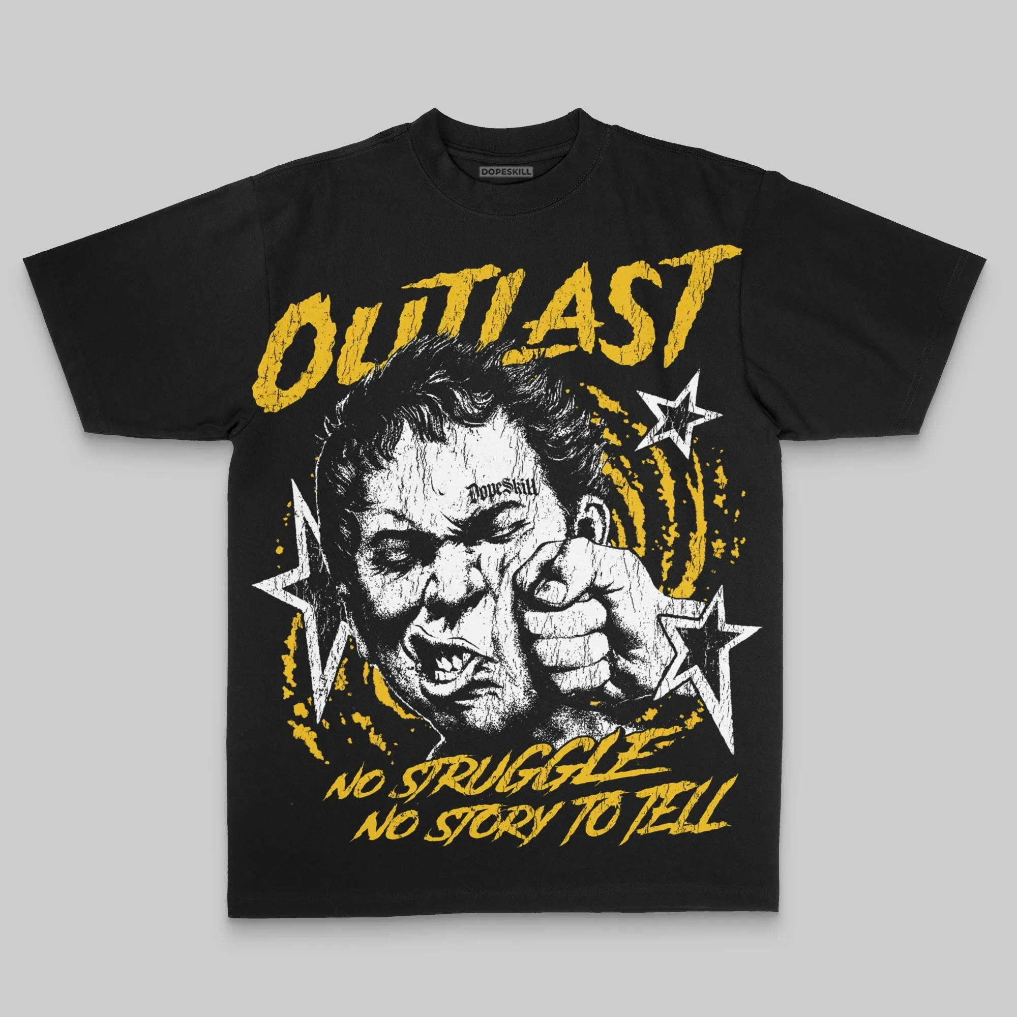 Yellow Oversize Print Outlast DopeSkill Graphic T-shirt sold by DopeSkill