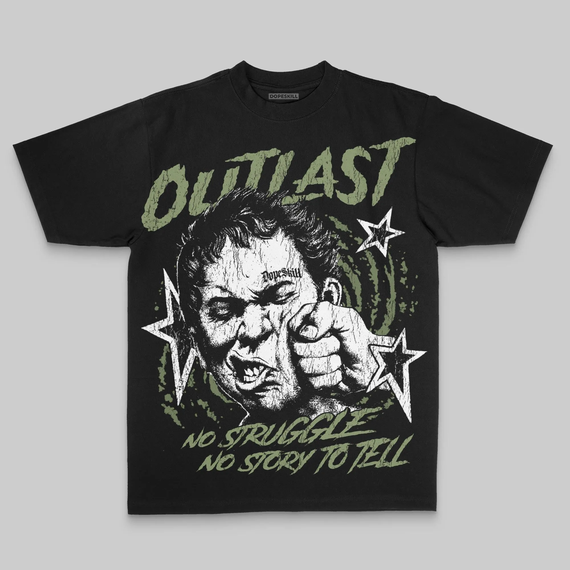 Olive Oversize Print Outlast DopeSkill Graphic T-shirt sold by DopeSkill product image thumbnail 2