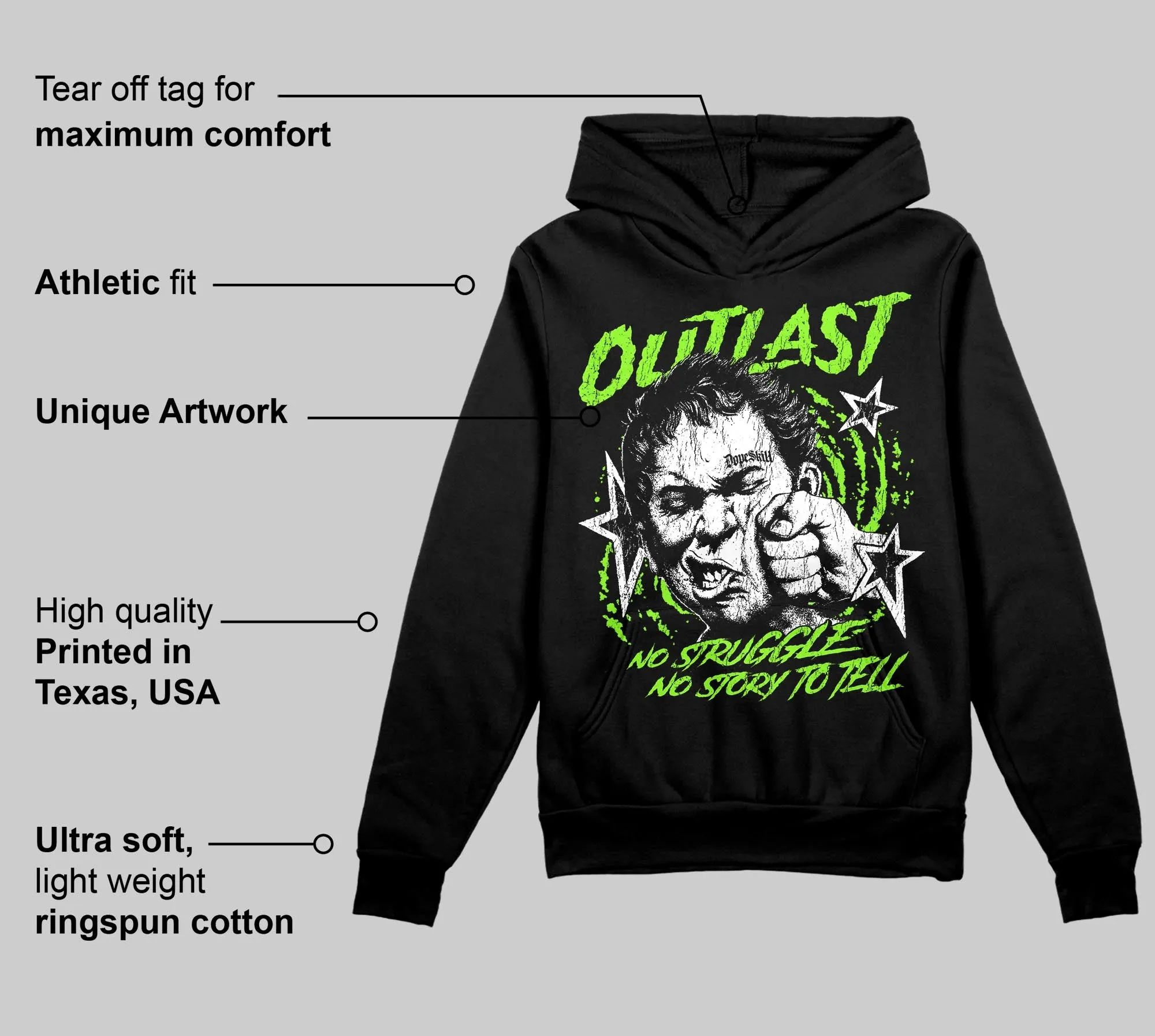 Neon Green 'Outlast' DopeSkill Graphic Hoodie sold by DopeSkill product image thumbnail 3