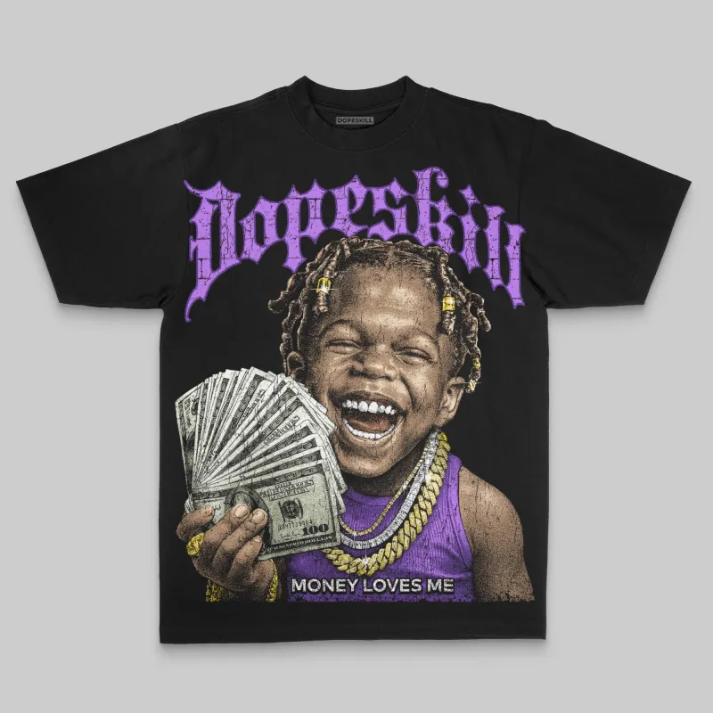 Purple Oversize Print Money Loves Me DopeSkill Graphic T-shirt sold by DopeSkill