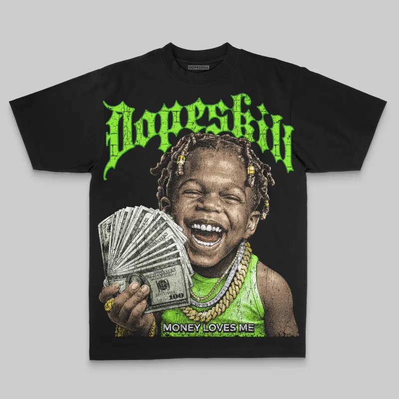 Neon Green Oversize Print Money Loves Me DopeSkill Graphic T-shirt sold by DopeSkill