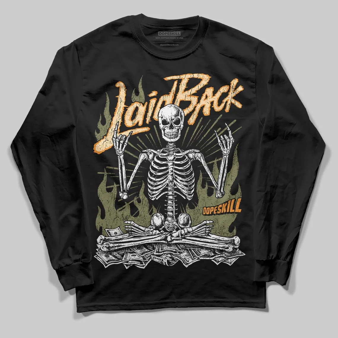 Olive 'Laid Back' DopeSkill Graphic Long Sleeve T-Shirt sold by DopeSkill product image thumbnail 2