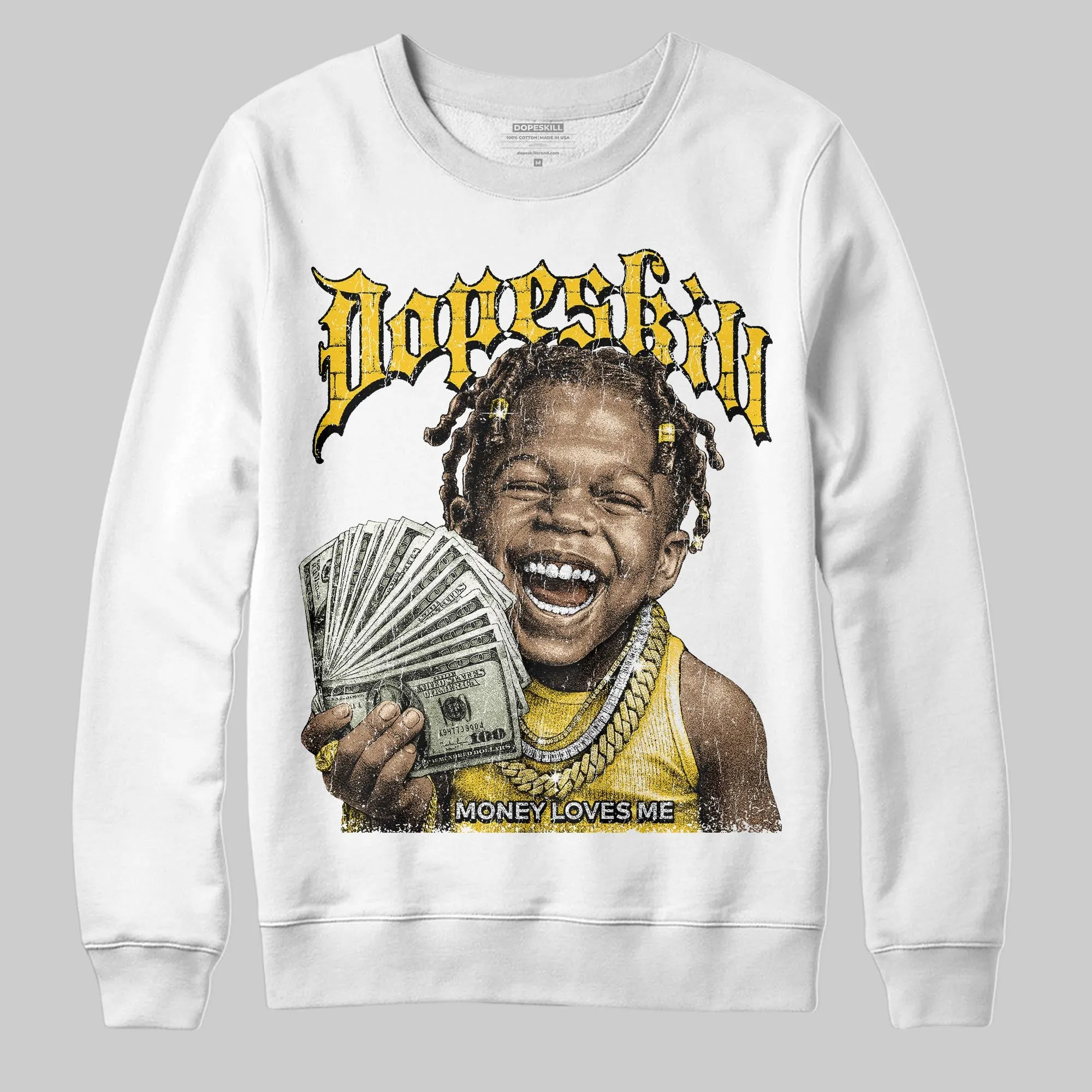 Yellow 'Money Loves Me' DopeSkill Graphic Sweatshirt sold by DopeSkill product image thumbnail 2