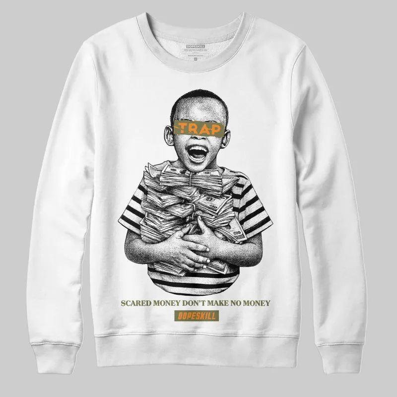 Olive 'Scared Money Don't Make No Money' DopeSkill Graphic Sweatshirt sold by DopeSkill