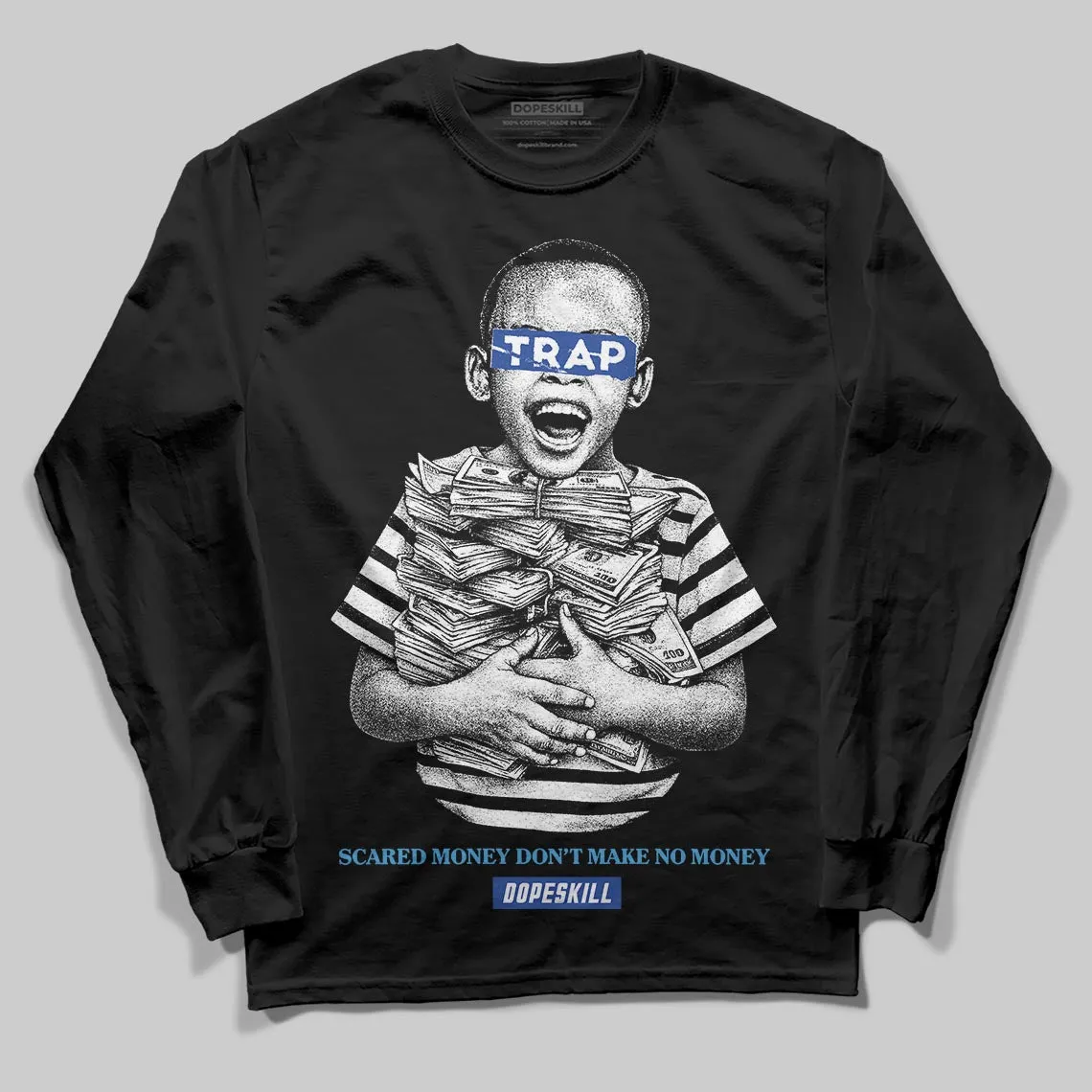 Royal Blue 'Scared Money Don't Make No Money' DopeSkill Graphic Long Sleeve T-Shirt sold by DopeSkill product image thumbnail 2