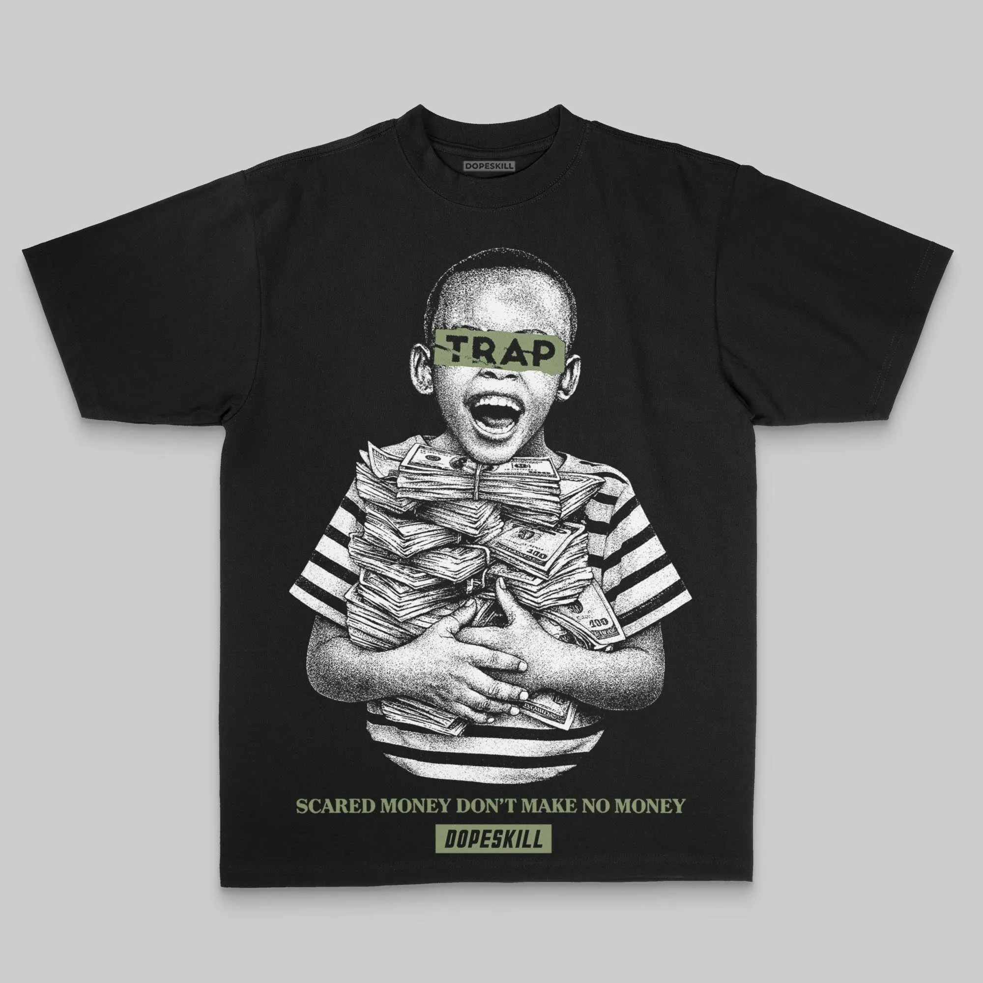 Olive Oversize Print Scared Money Don't Make No Money DopeSkill Graphic T-shirt sold by DopeSkill product image thumbnail 2