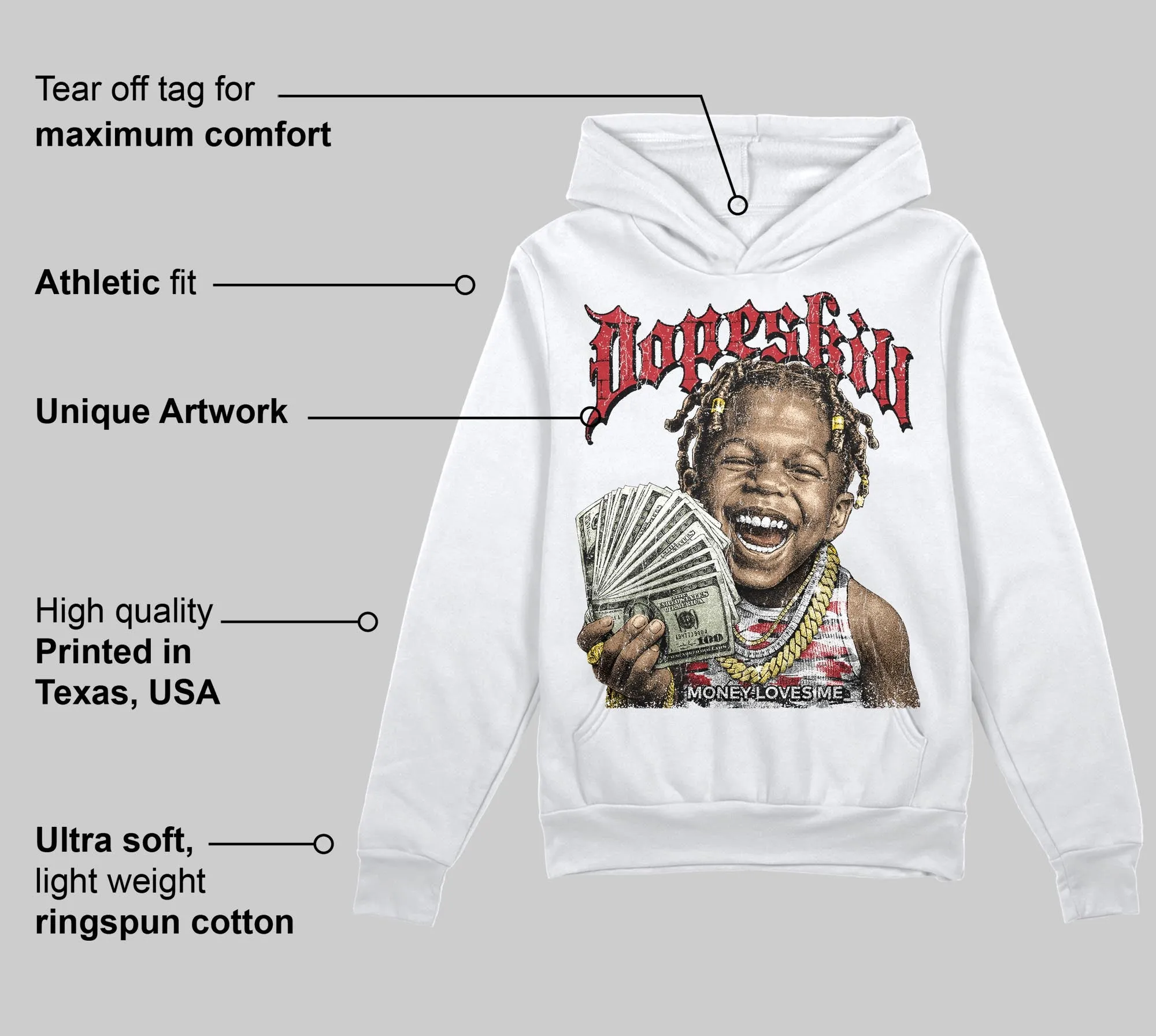 Bugs Bunny 8s DopeSkill Hoodie Sweatshirt Money Loves Me Graphic sold by DopeSkill product image thumbnail 3