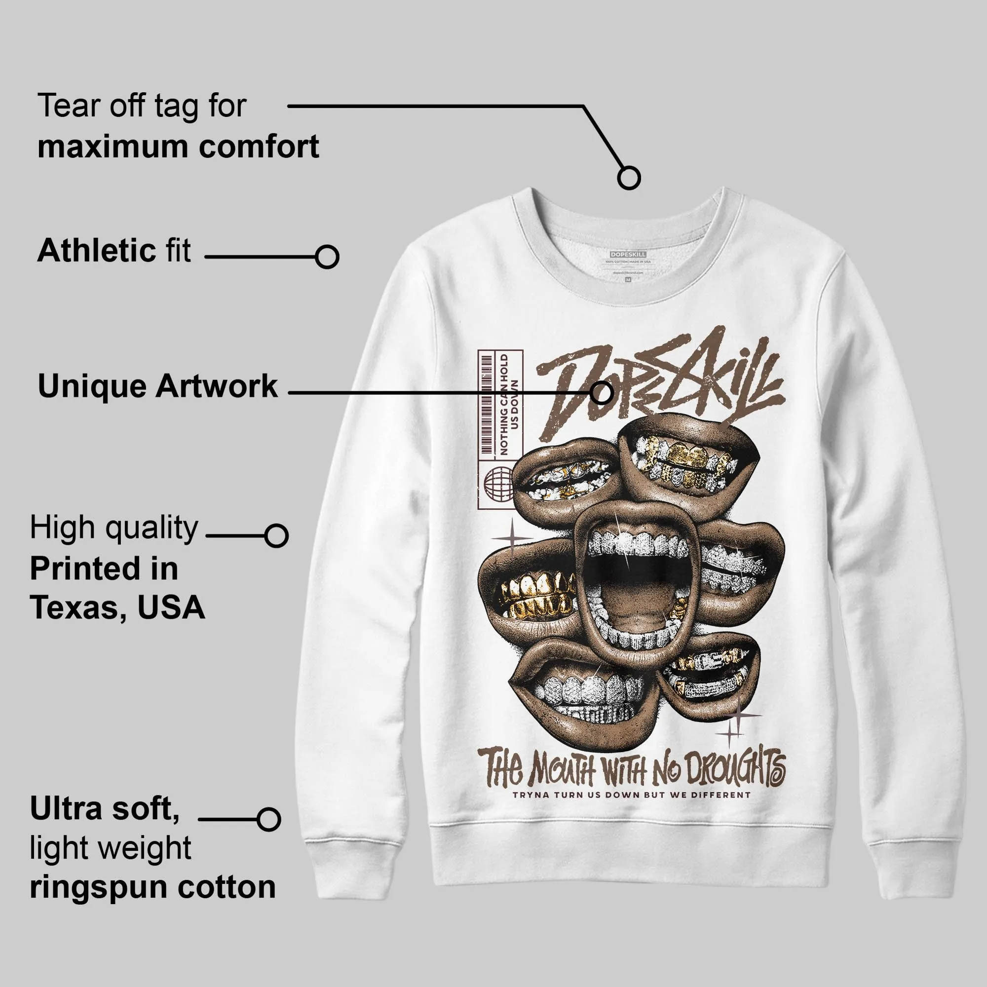 A Ma Maniere x Dark Mocha 4s DopeSkill Sweatshirt The Mouth With No Droughts Graphic sold by DopeSkill product image thumbnail 3