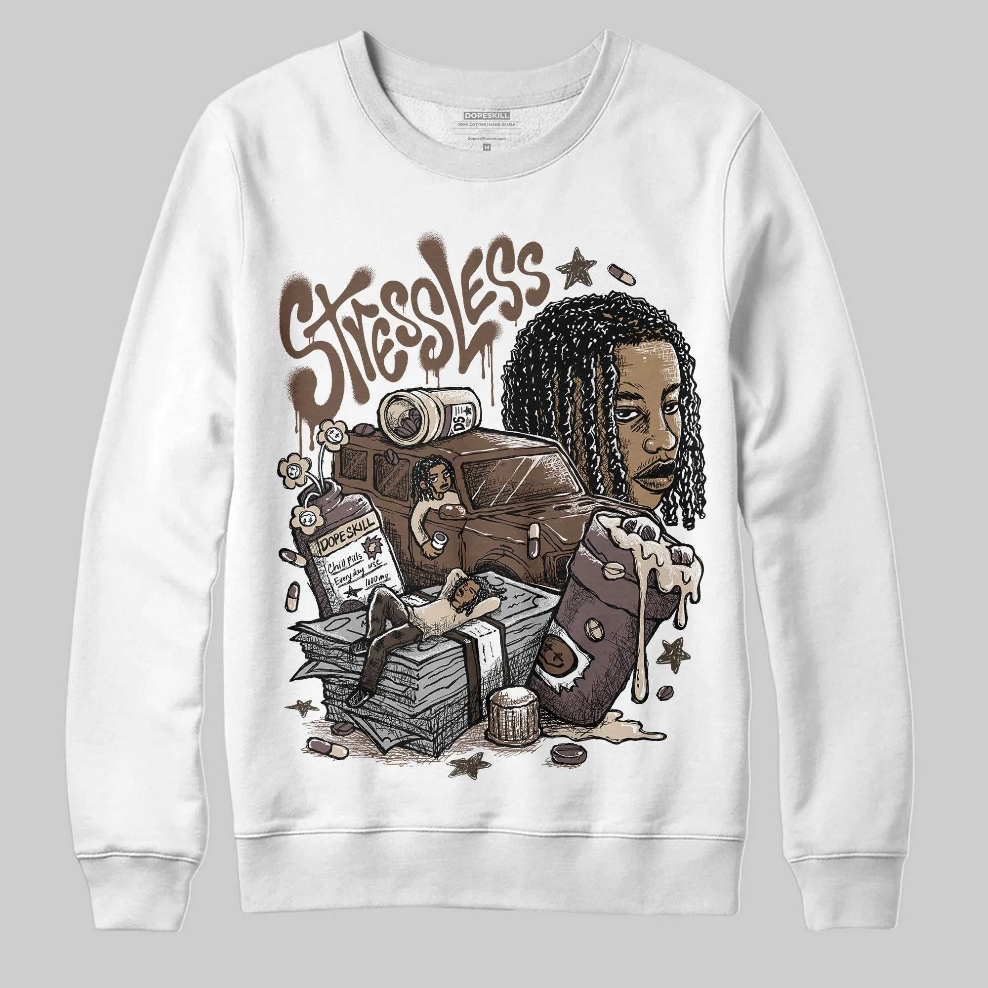 A Ma Maniere x Dark Mocha 4s DopeSkill Sweatshirt Stressless Graphic sold by DopeSkill