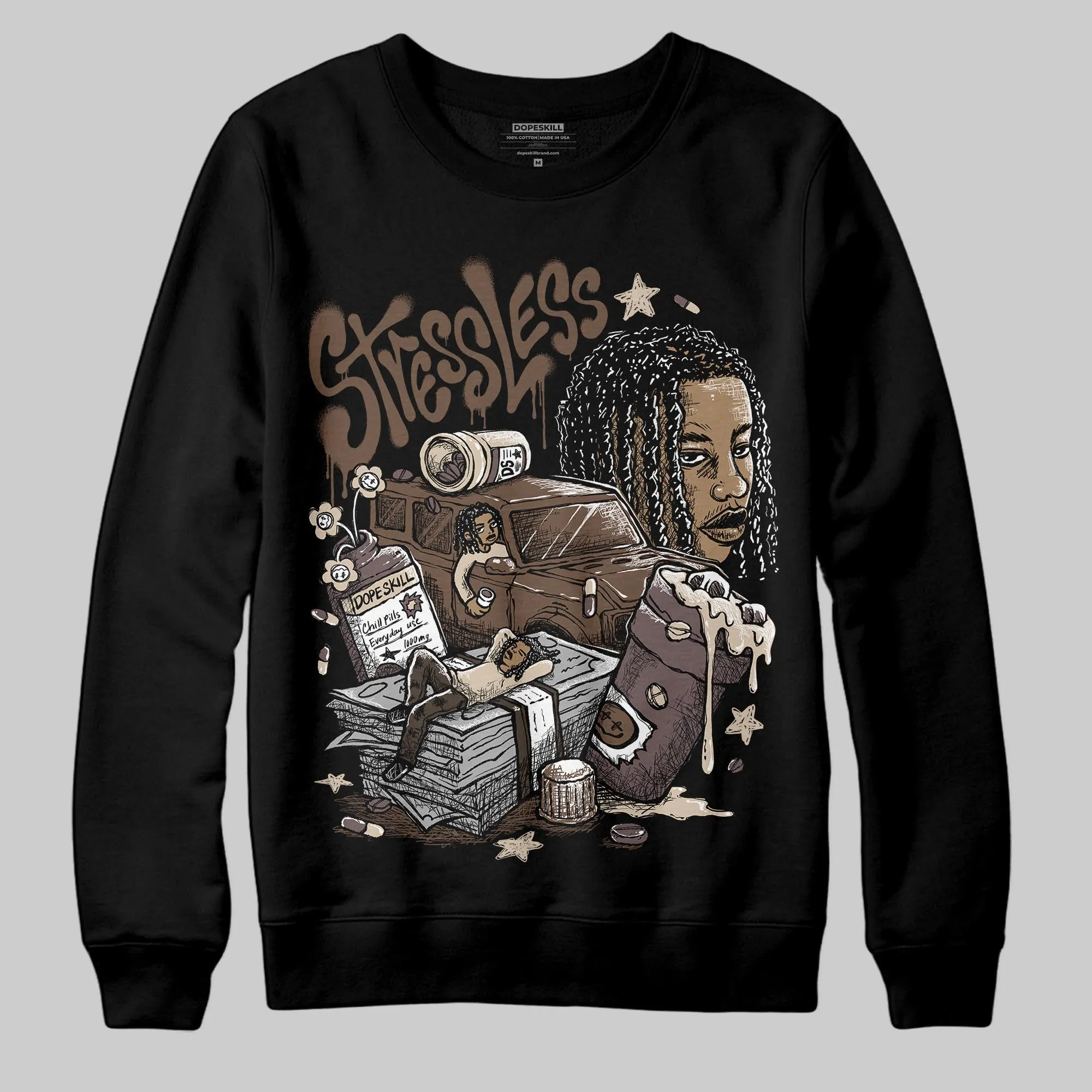 A Ma Maniere x Dark Mocha 4s DopeSkill Sweatshirt Stressless Graphic sold by DopeSkill product image thumbnail 2