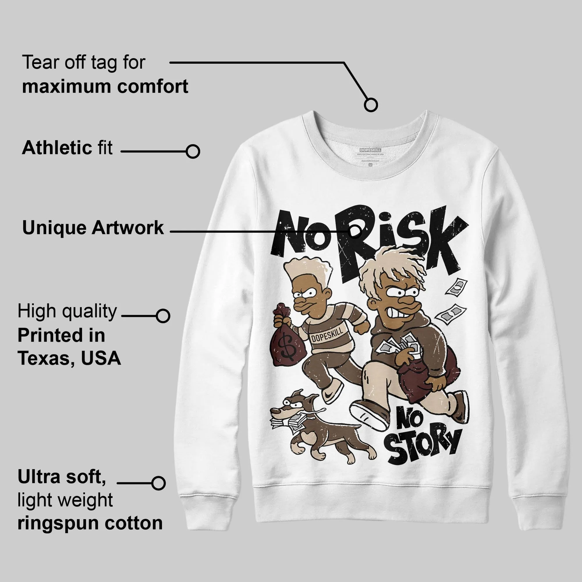 A Ma Maniere x Dark Mocha 4s DopeSkill Sweatshirt No Risk No Story Graphic sold by DopeSkill product image thumbnail 3