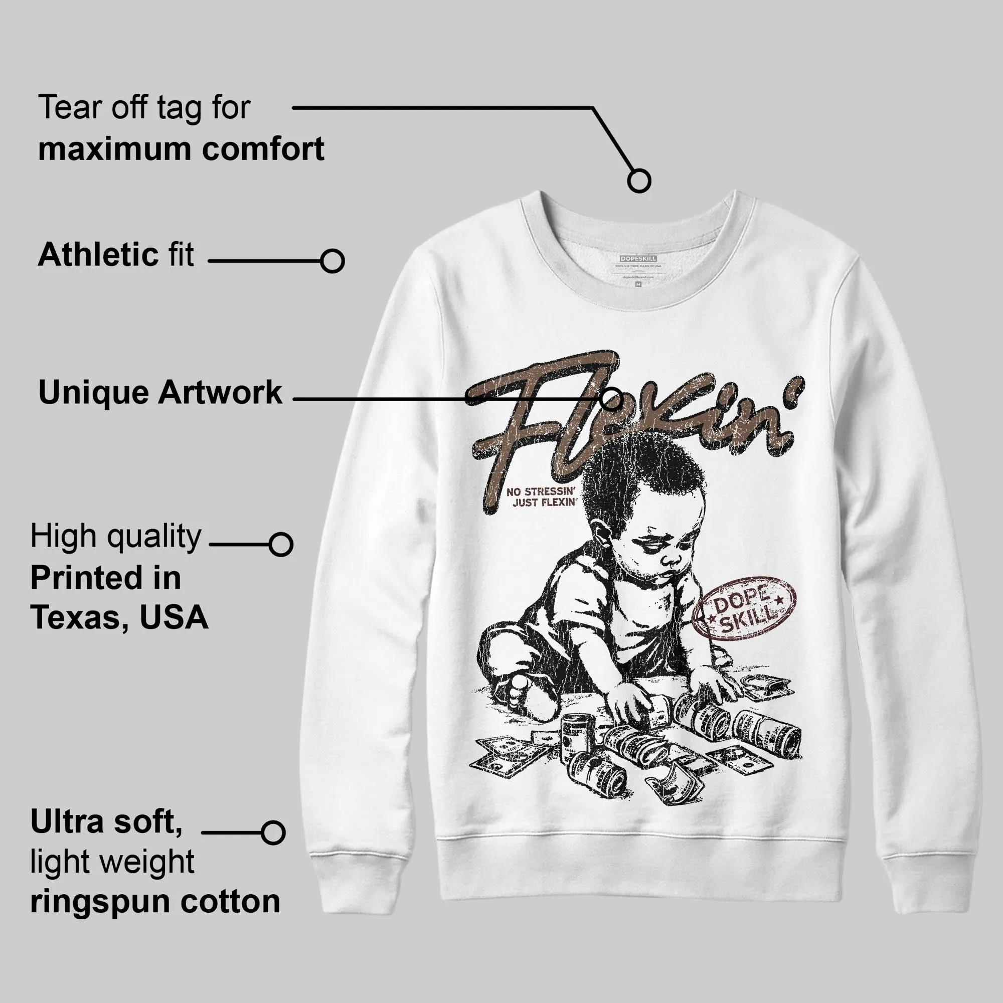 A Ma Maniere x Dark Mocha 4s DopeSkill Sweatshirt Flexin' Graphic sold by DopeSkill product image thumbnail 3