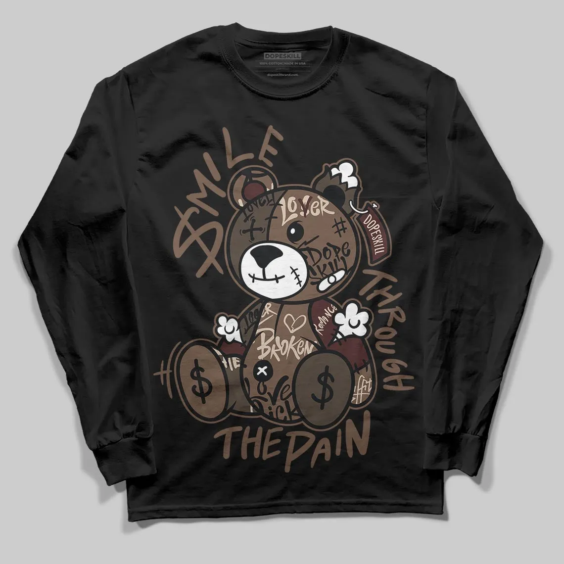 A Ma Maniere x Dark Mocha 4s DopeSkill Long Sleeve T-Shirt Smile Through The Pain Graphic sold by DopeSkill product image thumbnail 2