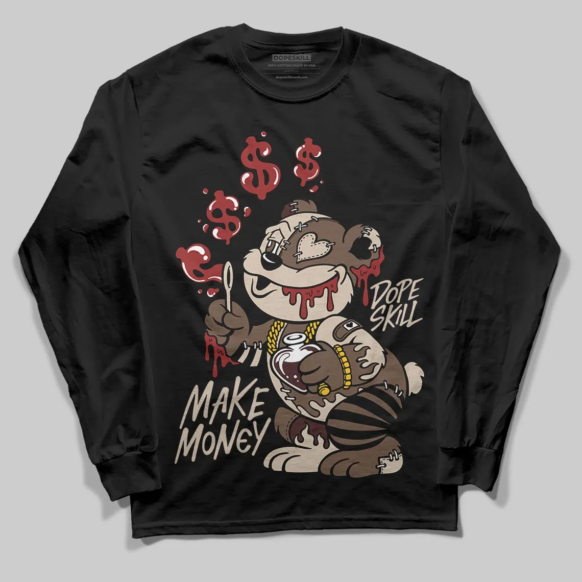 A Ma Maniere x Dark Mocha 4s DopeSkill Long Sleeve T-Shirt Make Money Graphic sold by DopeSkill product image thumbnail 2