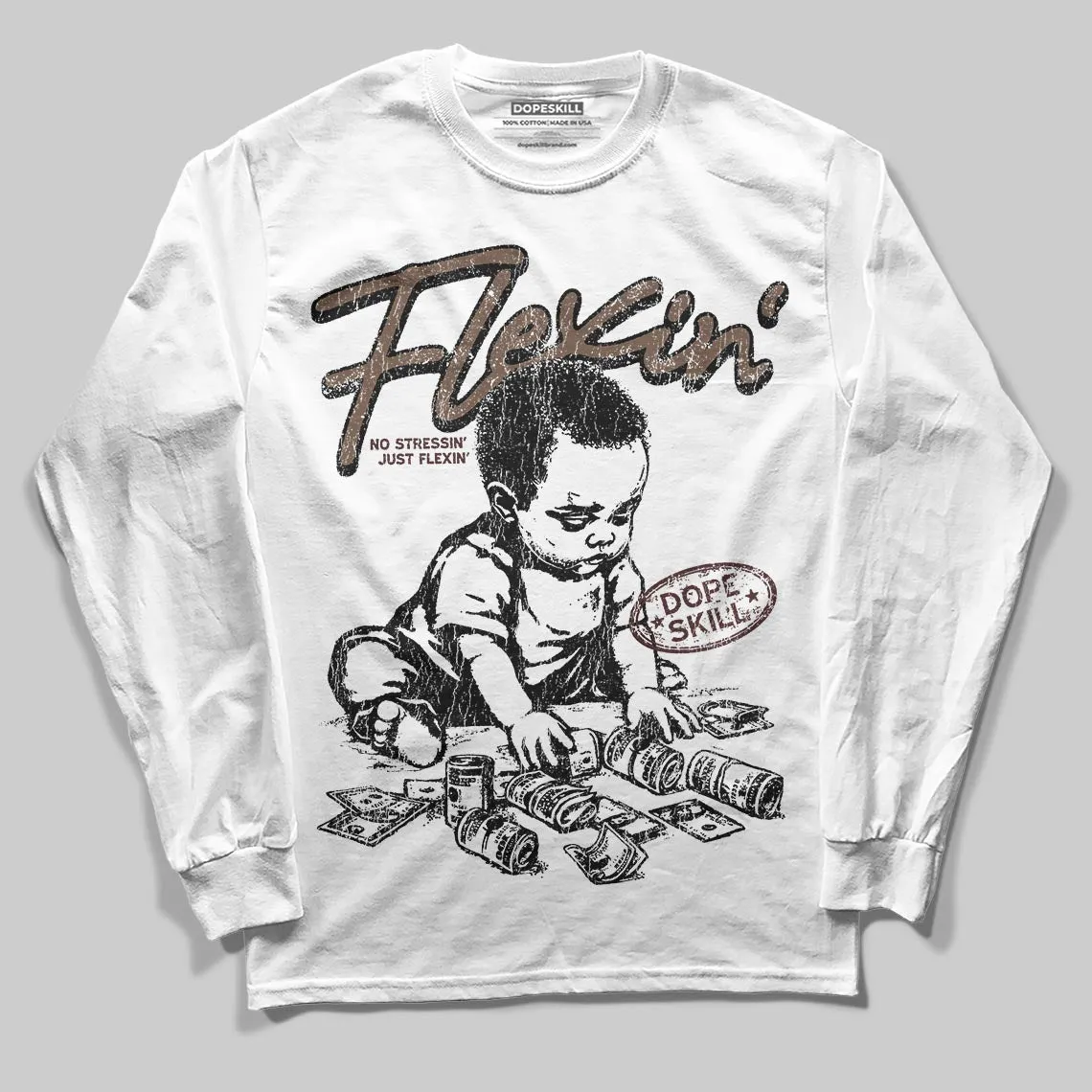 A Ma Maniere x Dark Mocha 4s DopeSkill Long Sleeve T-Shirt Flexin' Graphic sold by DopeSkill