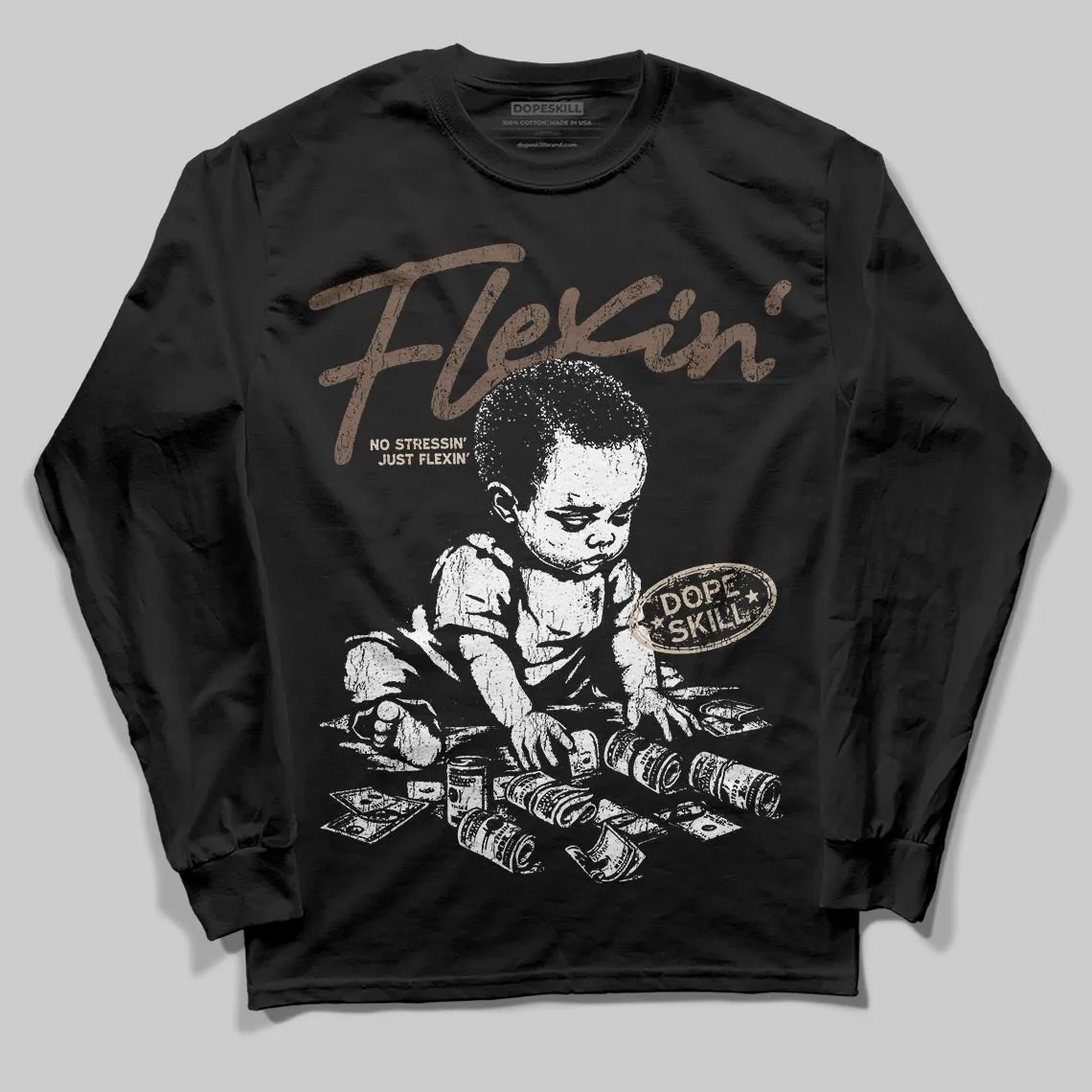 A Ma Maniere x Dark Mocha 4s DopeSkill Long Sleeve T-Shirt Flexin' Graphic sold by DopeSkill product image thumbnail 2