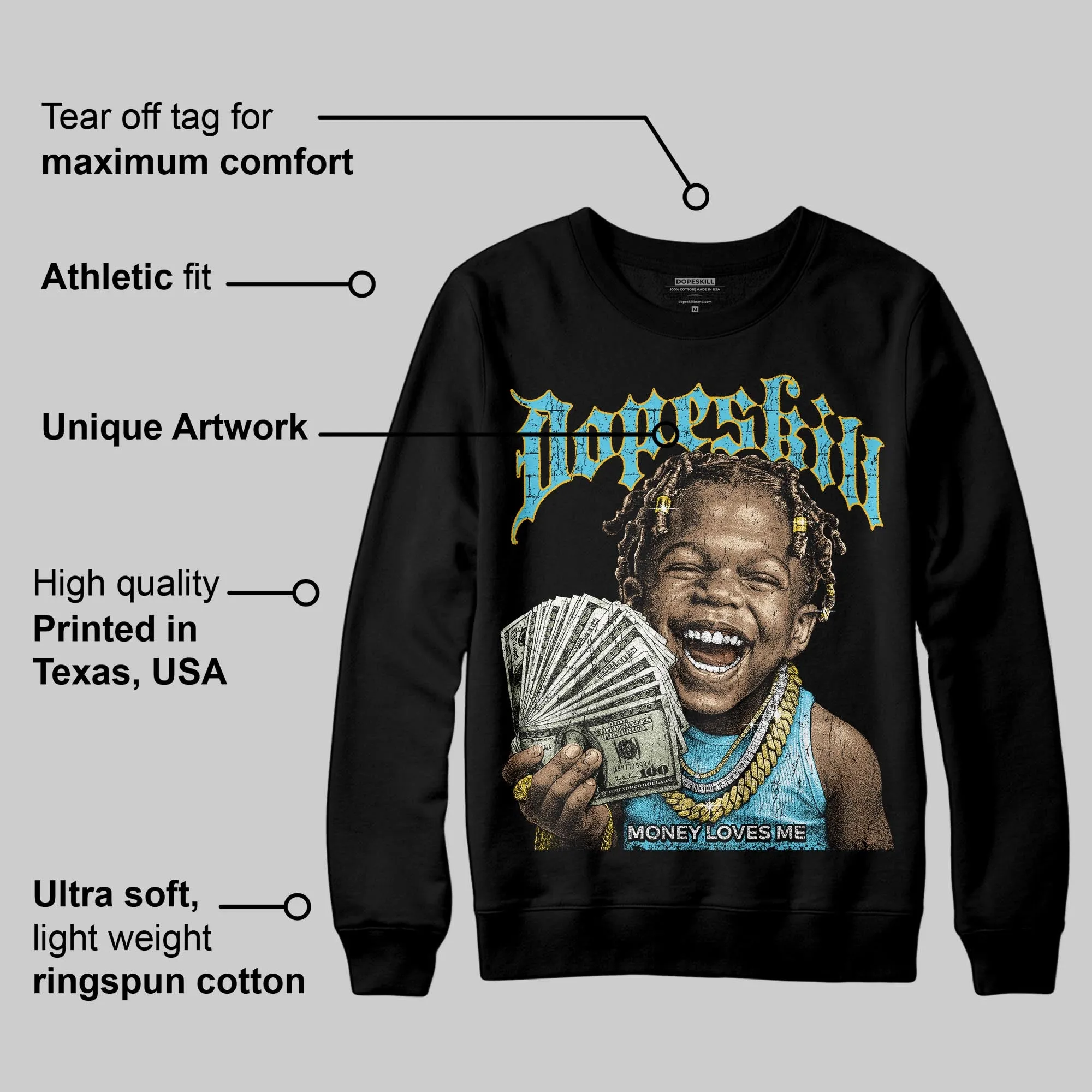 Gamma 11s DopeSkill Sweatshirt Money Loves Me Graphic sold by DopeSkill product image thumbnail 3