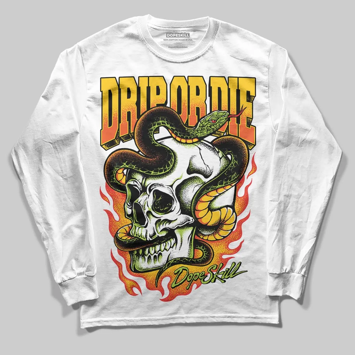 Yellow 'Drip or Die' DopeSkill Graphic Long Sleeve T-Shirt sold by DopeSkill product image thumbnail 2