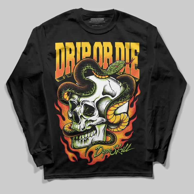 Yellow 'Drip or Die' DopeSkill Graphic Long Sleeve T-Shirt sold by DopeSkill